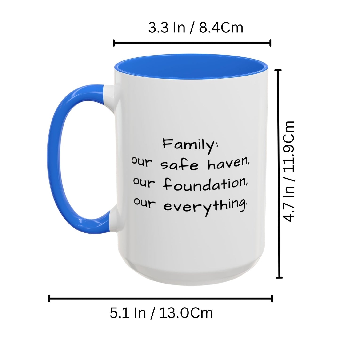 Custom Mug White/Cambridge Blue 15oz, Personalized Gift with Photo, Text or Logo, Square Design