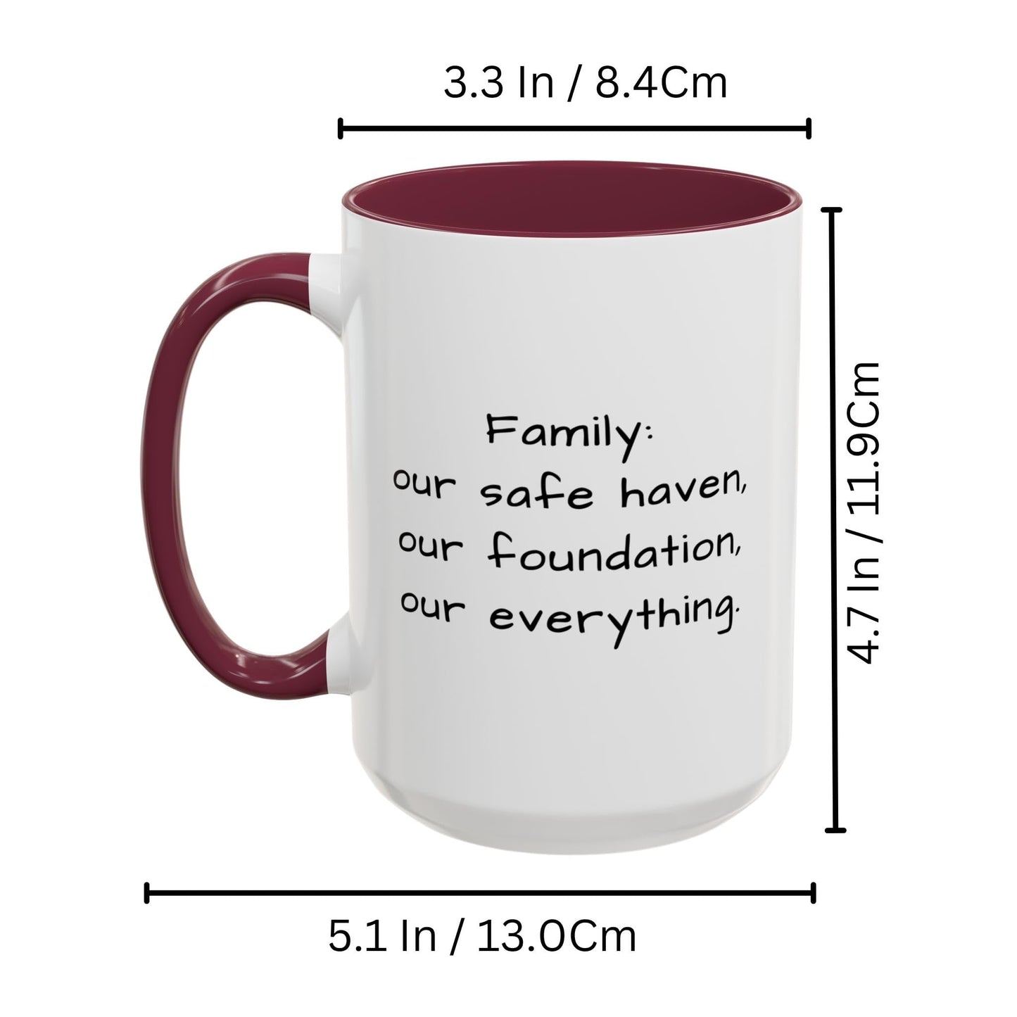 Custom Mug White/Maroon 15oz, Personalized Gift with Photo, Text or Logo, Square Design