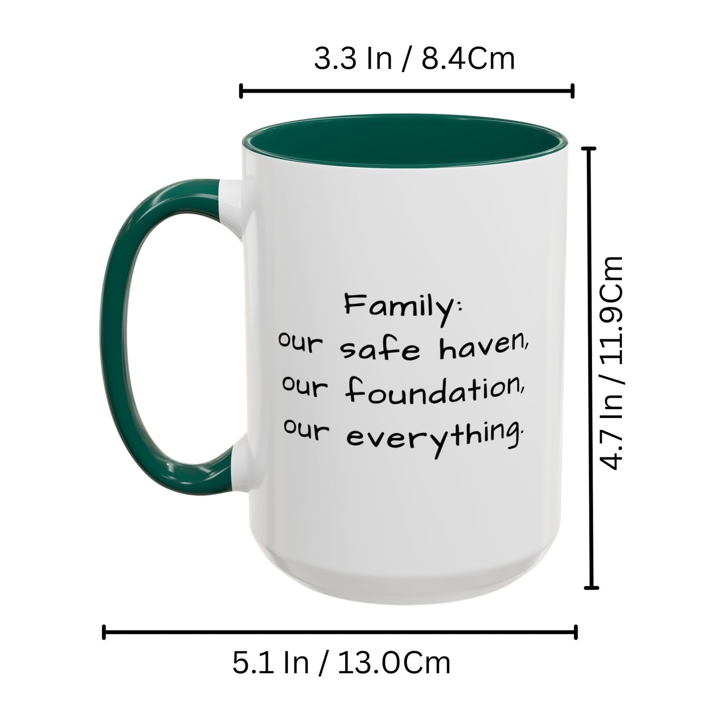 Mug personnalisé blanc/vert 44 cl, cadeau personnalisé avec photo, texte ou logo, format carré