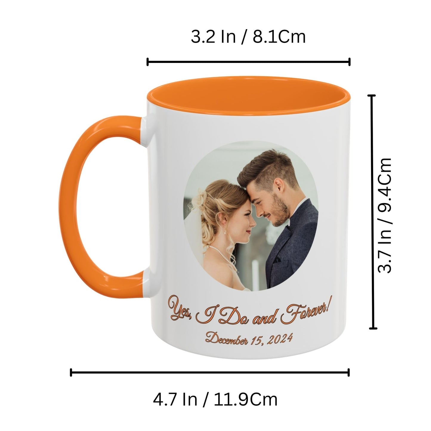 Custom Mug White/Golden Yellow 11oz, Personalized Gift with Photo, Text or Logo, Cirle Design