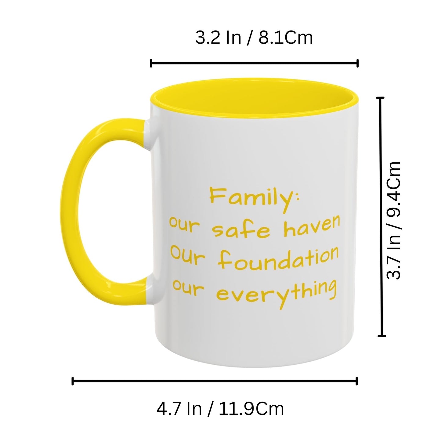 Custom Mug, 11oz White/Yellow Square Design Ceramic Coffee Mug, Personalized Gift with Photo, Text or Logo