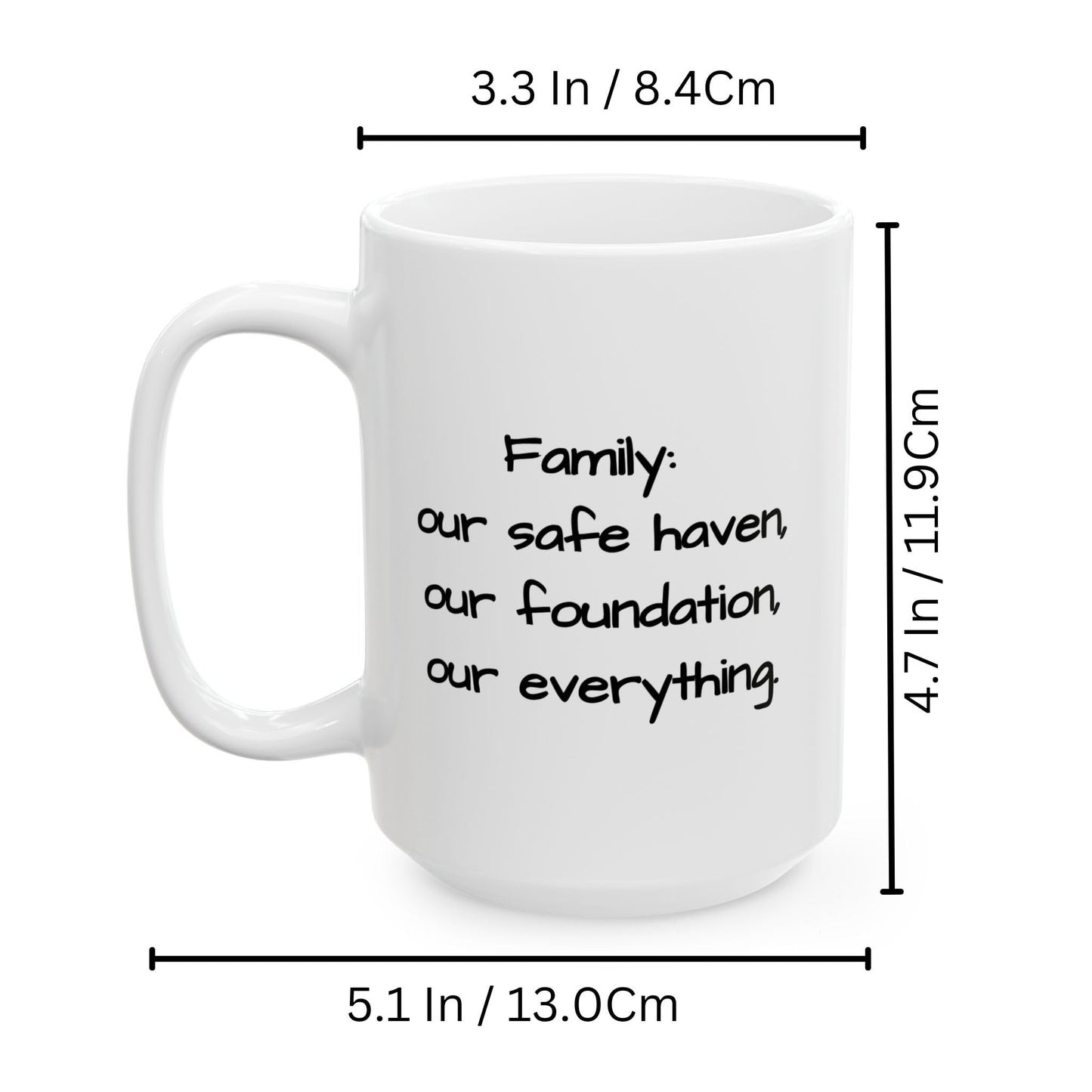 Custom Mug All White 15oz, Personalized Gift with Photo, Text or Logo, Square Design