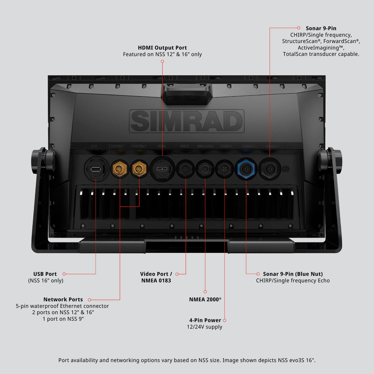 Simrad NSS12 Evo3S Chartplotter and Fishfinder with Preloaded C-MAP US Enhanced Charts, 12 Inch Display, Black, 000-15403-002