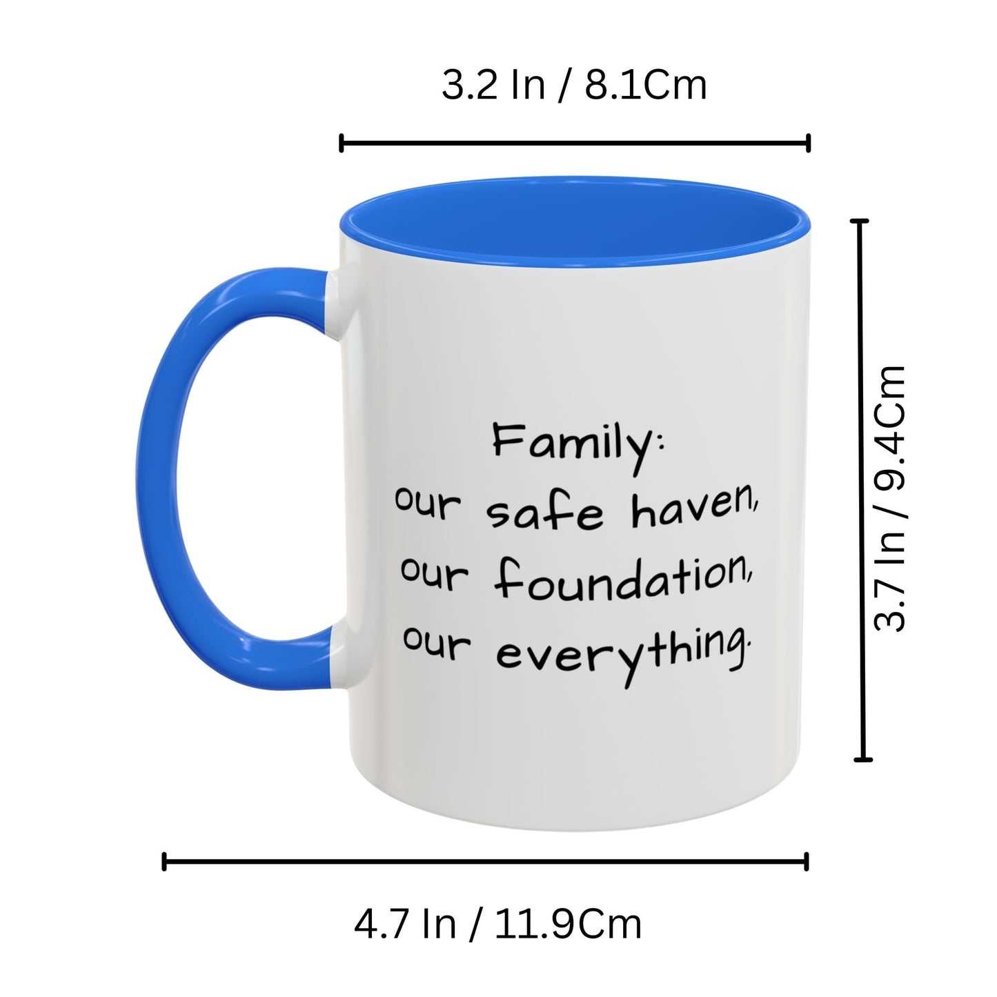 Custom Mug White/Cambridge Blue 11oz, Personalized Gift with Photo, Text or Logo, Square Design