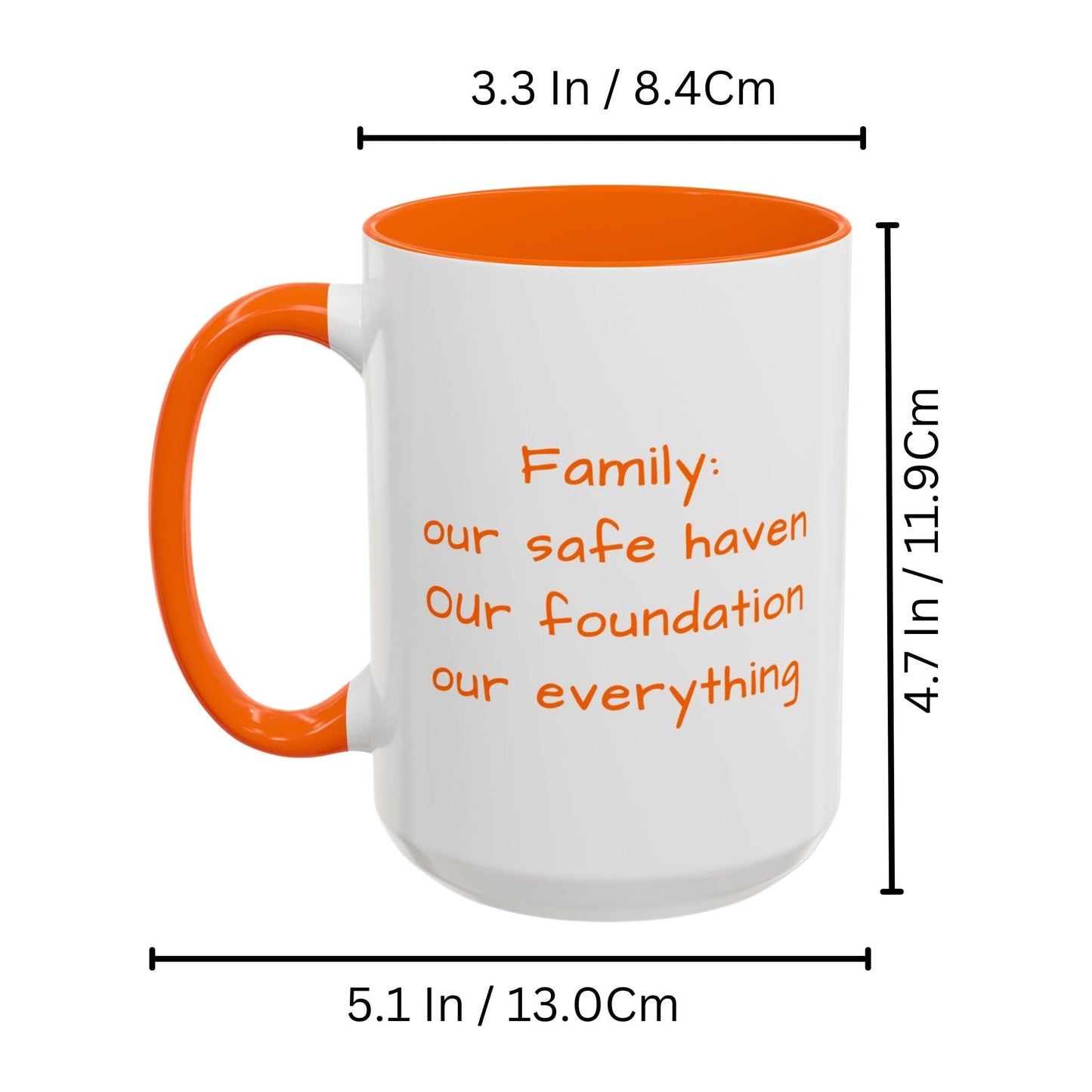 Tasse personnalisée, Tasse à café en céramique 44 cl blanche/orange motif carré, Cadeau personnalisé avec photo, texte ou logo