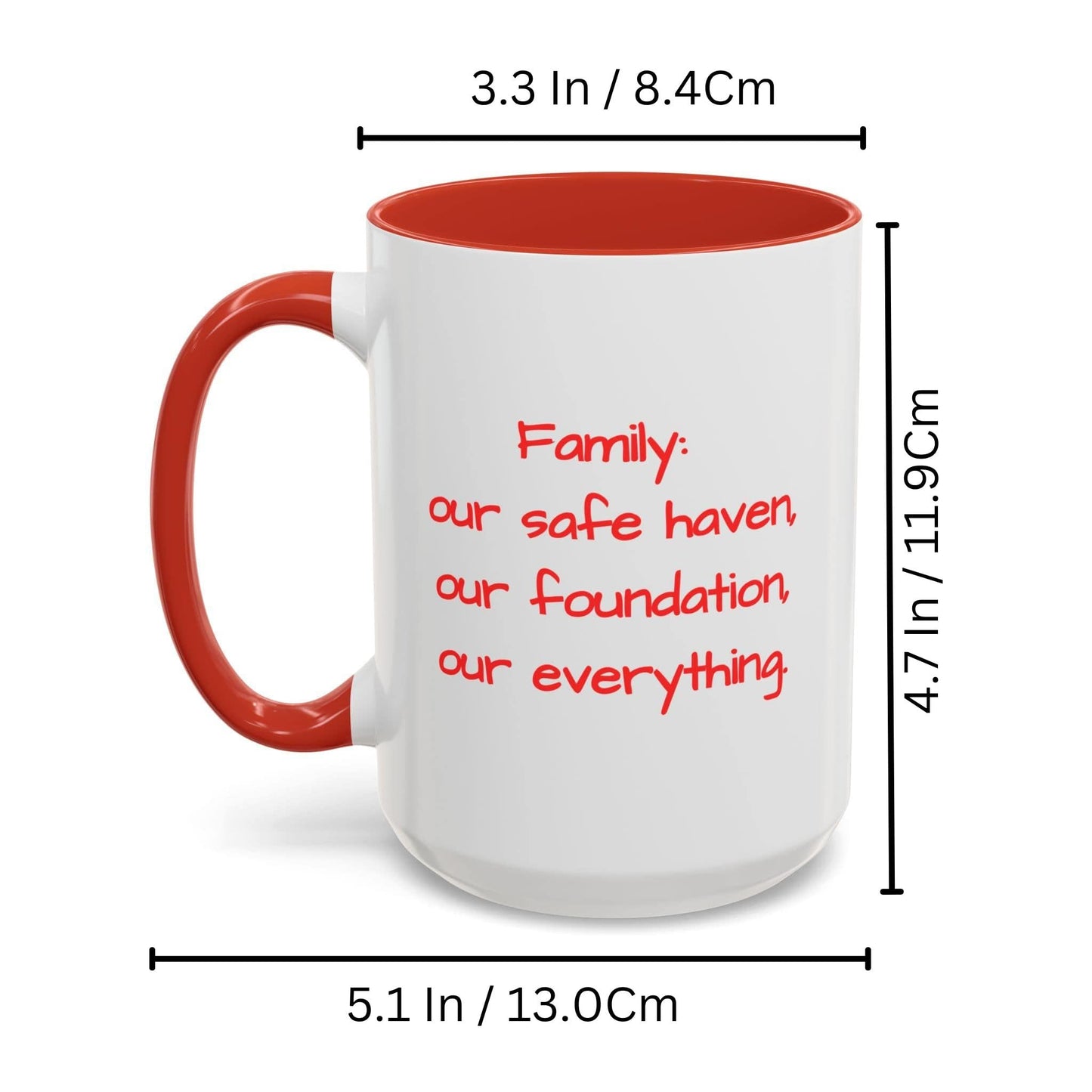 Custom Mug White/Red 15oz, Personalized Gift with Photo, Text or Logo, Square Design