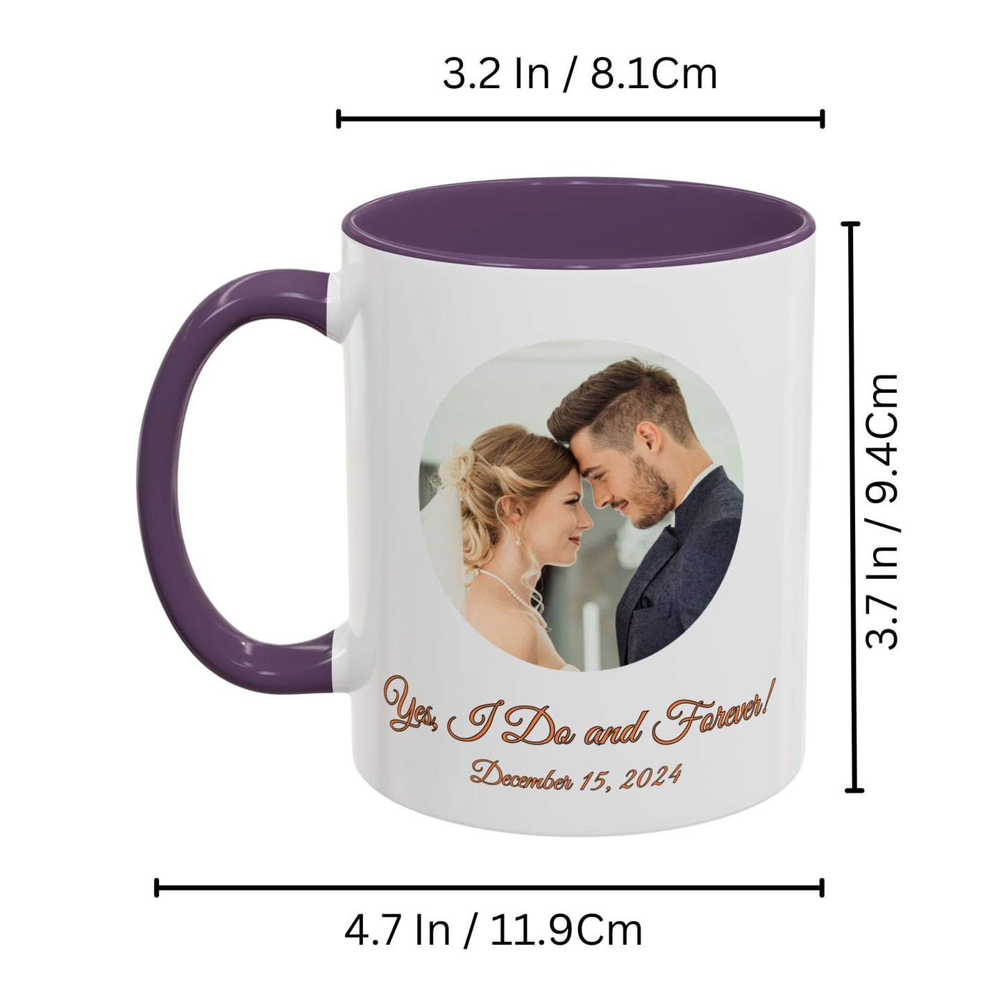 Mug personnalisé, mug en céramique blanc/violet de 325 ml avec motif cercle, cadeau personnalisé avec photo, texte ou logo