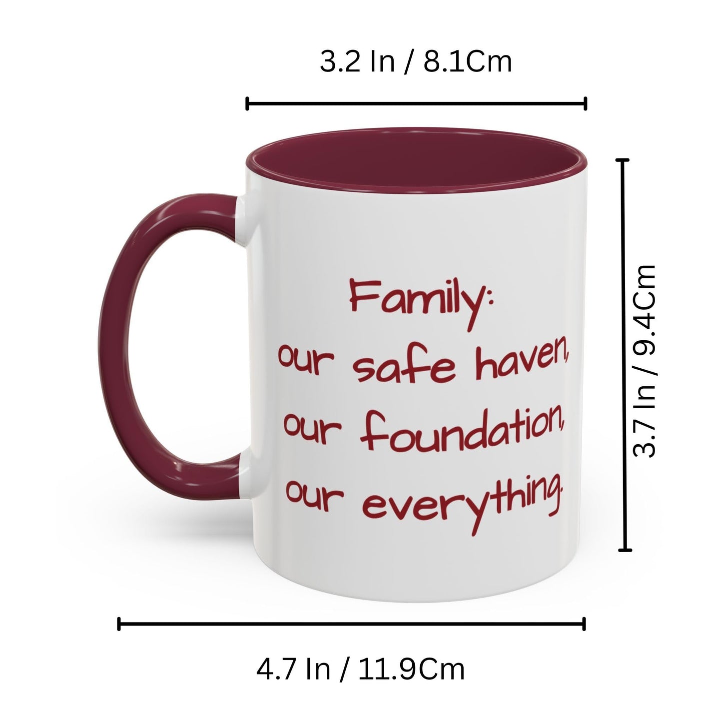 Custom Mug, 11oz White/Maroon Square Design Ceramic Coffee Mug, Personalized Gift with Photo, Text or Logo