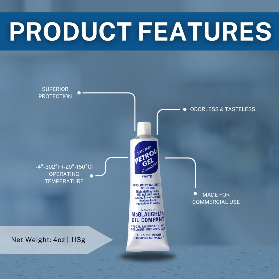 Petrol-Gel Food Grade Equipment Lubricant NSF - Premium Mineral Oil for Food Grade Grease Applications, Commercial Multipurpose - Pack of 2, SK-RR3A-GLX1