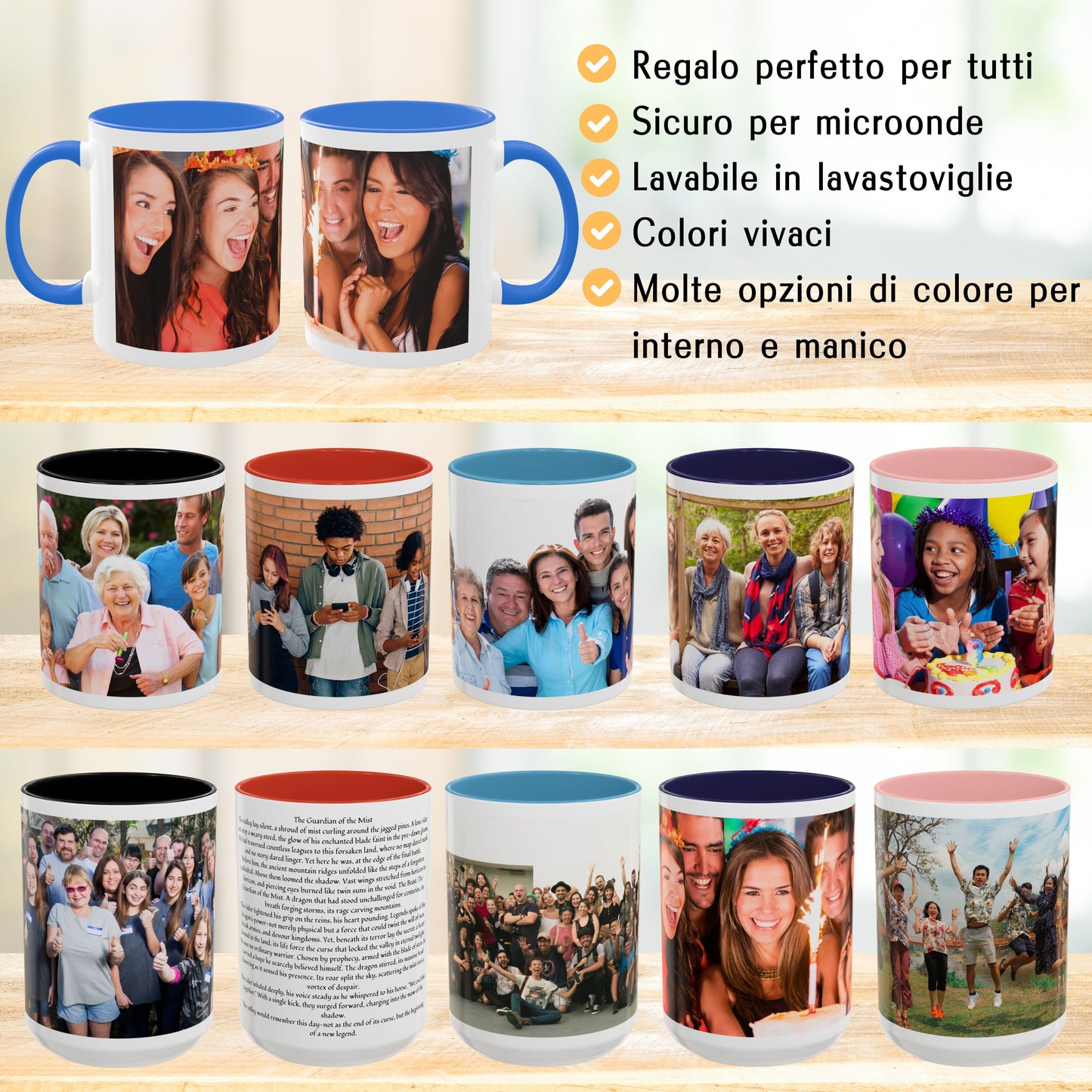 Personalisierte Tasse, 325 ml Weiß/Blau Cambridge Rundum-Design Keramikkaffeetasse, personalisiertes Geschenk mit Foto, Text oder Logo