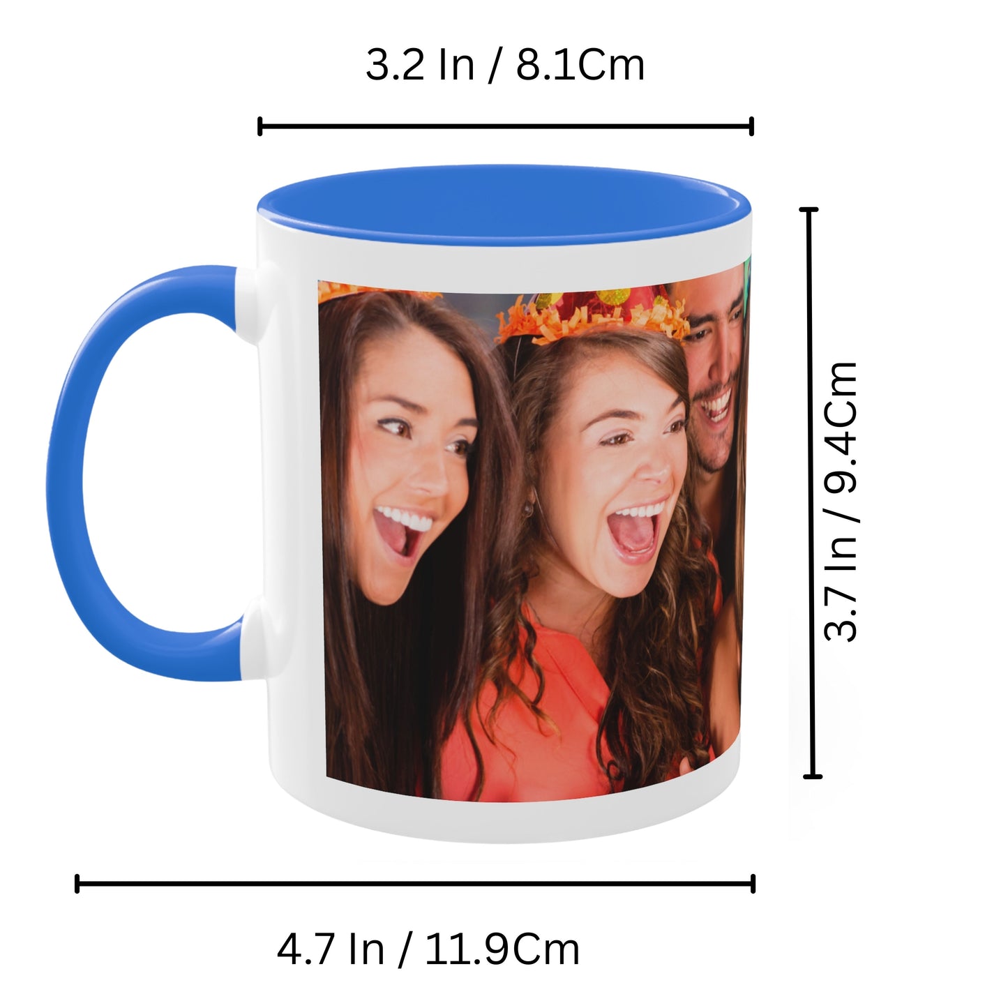 Individuelle Tasse, 325ml Weiß/Cambridge Blue Rundum-Design Keramik Kaffeetasse, Personalisiertes Geschenk mit Foto, Text oder Logo