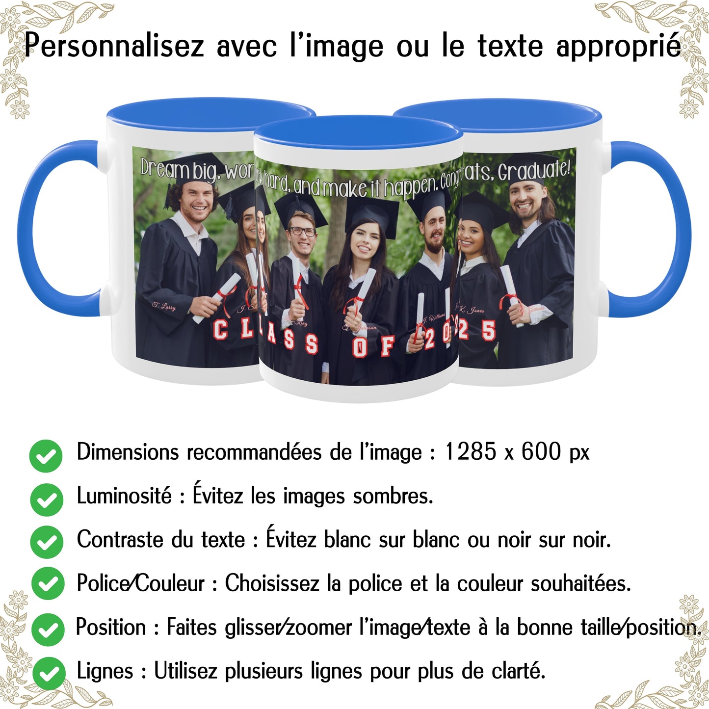 Individuelle Tasse, 325ml Weiß/Cambridge Blue Rundum-Design Keramik Kaffeetasse, Personalisiertes Geschenk mit Foto, Text oder Logo