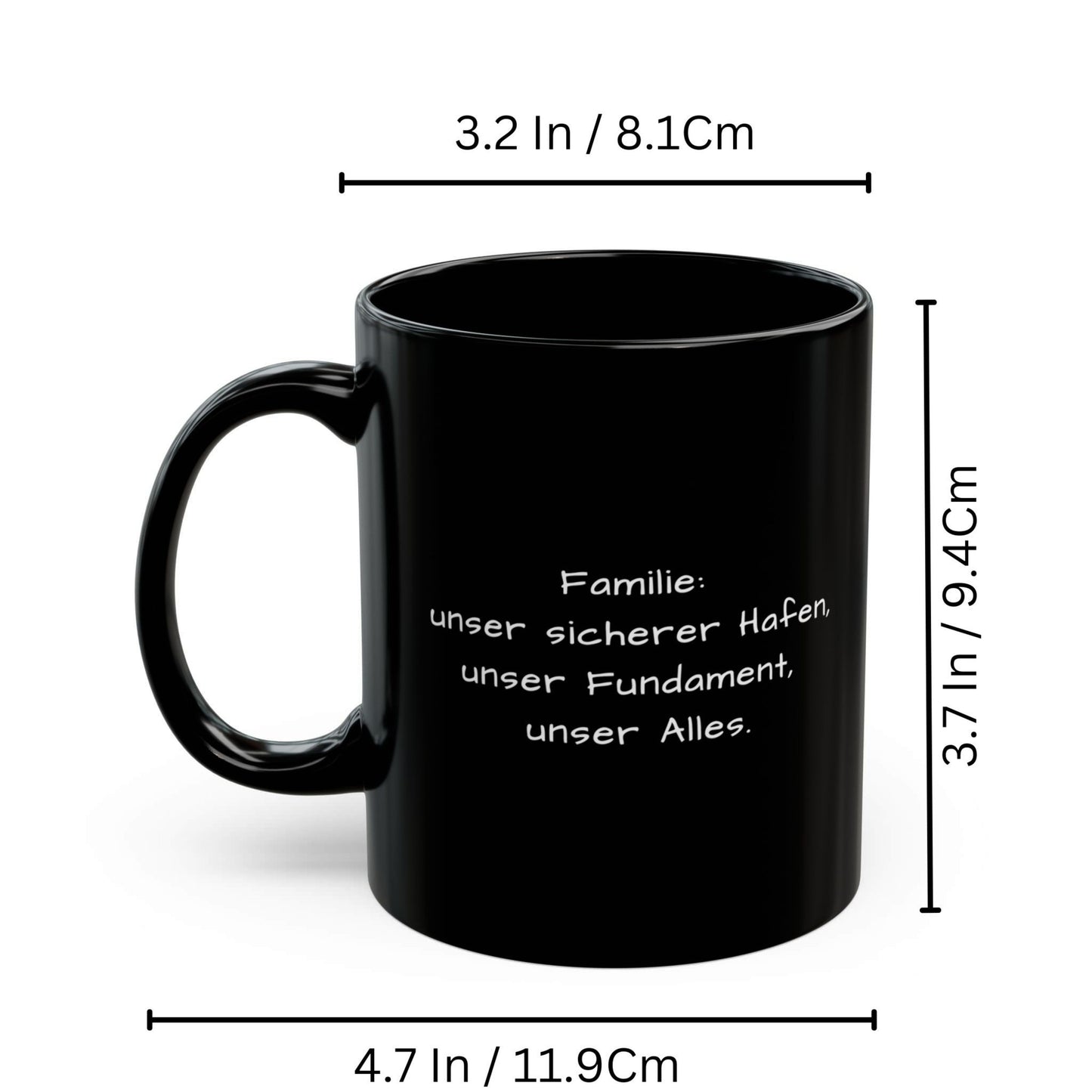 Mug Personnalisé, Mug à café en céramique 325ml entièrement noir à motif carré, Cadeau personnalisé avec photo, texte ou logo