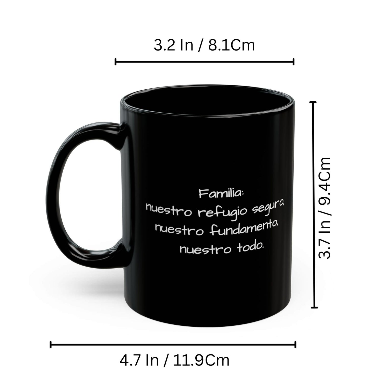 Tasse personnalisée, 325 ml Entièrement noire Motif carré Céramique Tasse à café, Cadeau personnalisé avec photo, texte ou logo