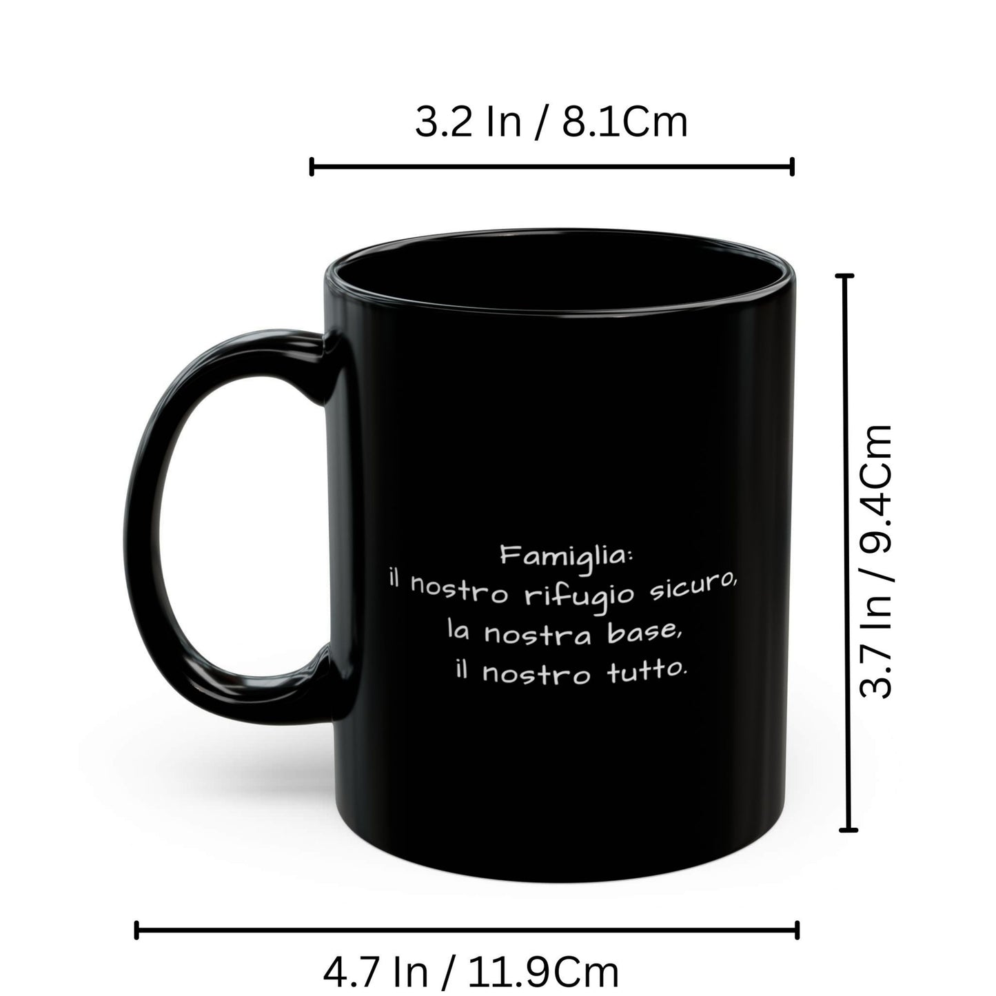 Tazza personalizzata, 325 ml Tutto nero Design quadrato Tazza da caffè in ceramica, Regalo personalizzato con foto, testo o logo