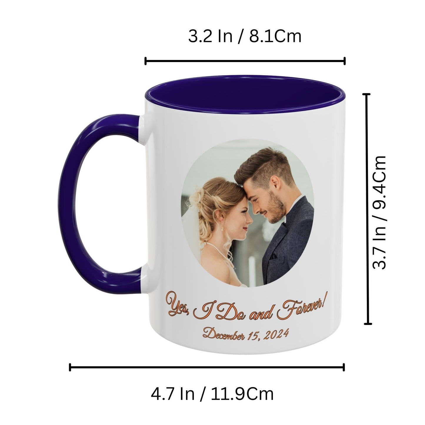 Custom Mug White/Blue 11oz, Personalized Gift with Photo, Text or Logo, Cirle Design