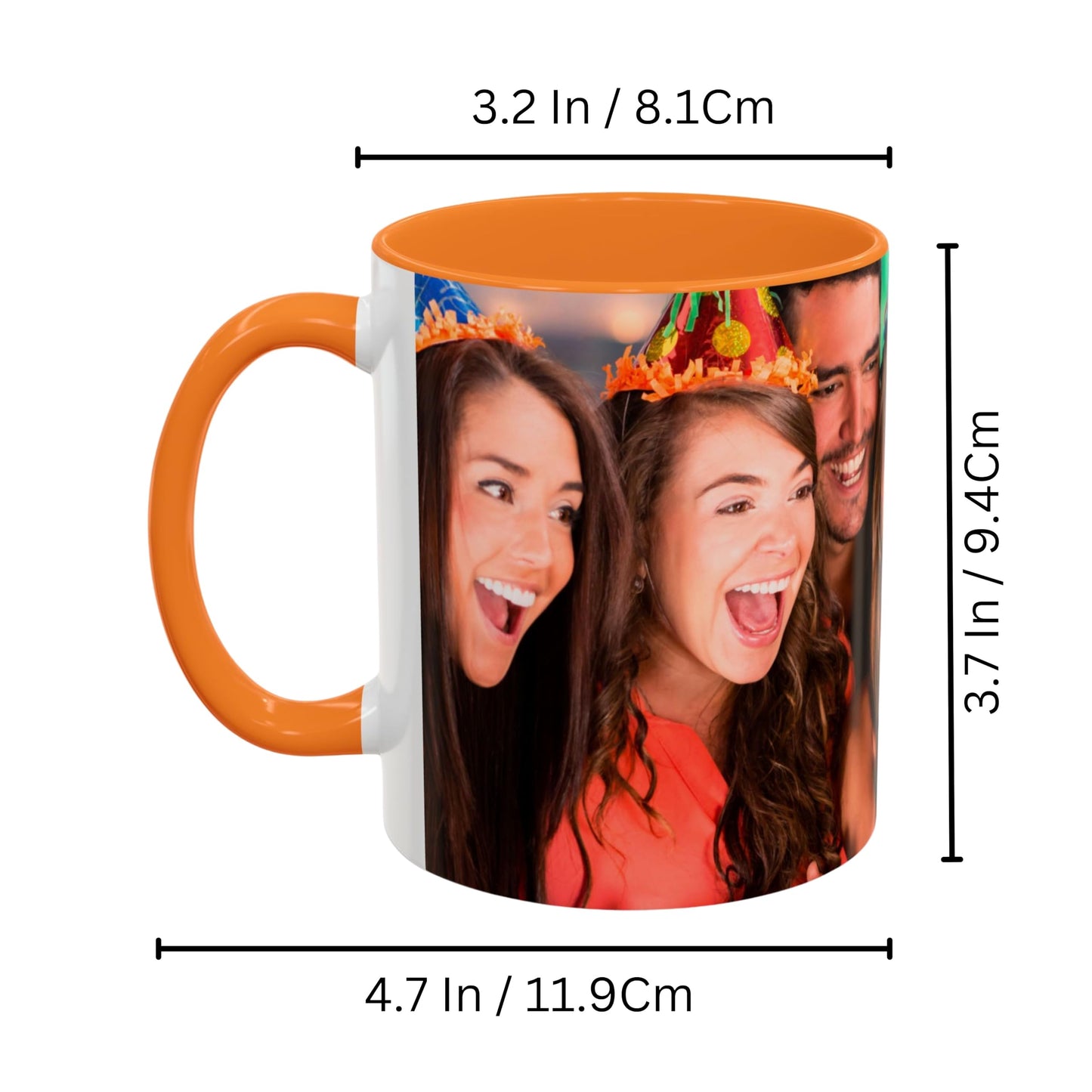Tasse personnalisée, 11oz, en céramique, blanche/jaune doré, avec motif enveloppant, cadeau personnalisé avec photo, texte ou logo