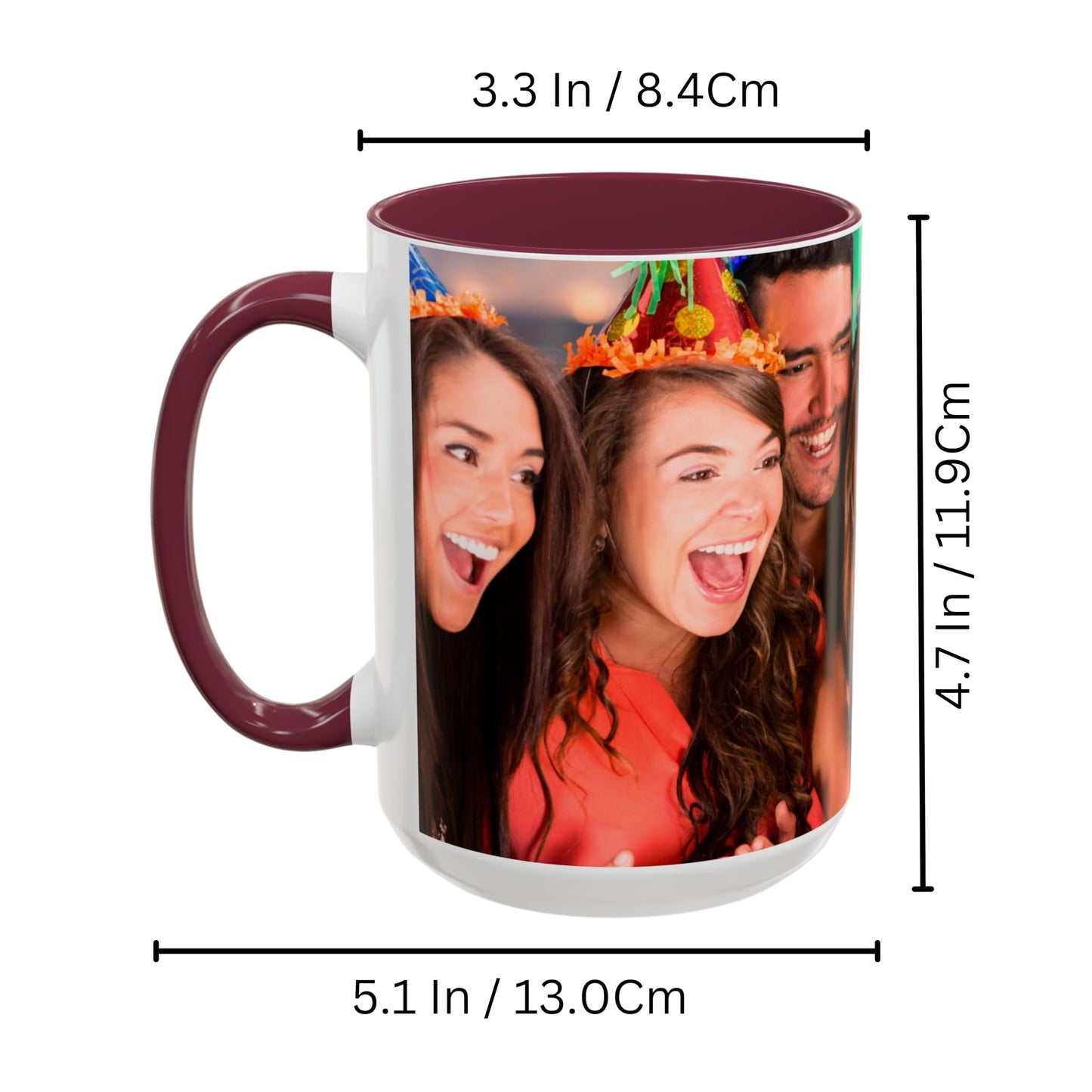 Mug personnalisé, mug en céramique blanc/marron de 44 cl avec motif enveloppant, cadeau personnalisé avec photo, texte ou logo
