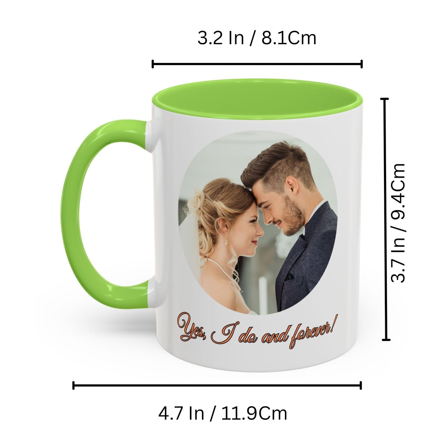 Custom Mug, 11oz White/Light Green Circle Design Ceramic Coffee Mug, Personalized Gift with Photo, Text or Logo