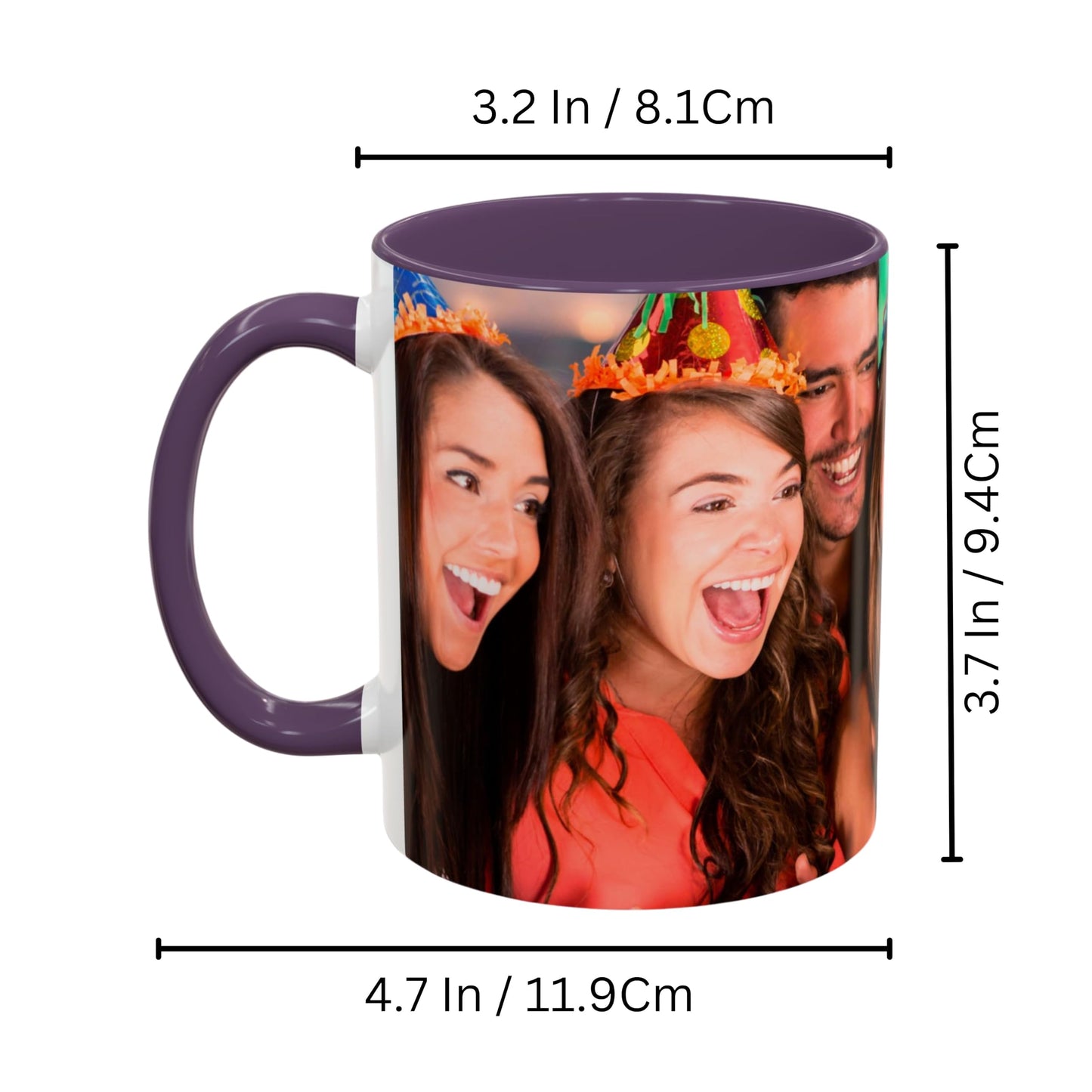 Custom Mug White/Purple 11oz, Personalized Gift with Photo, Text or Logo, Wrap Around Design