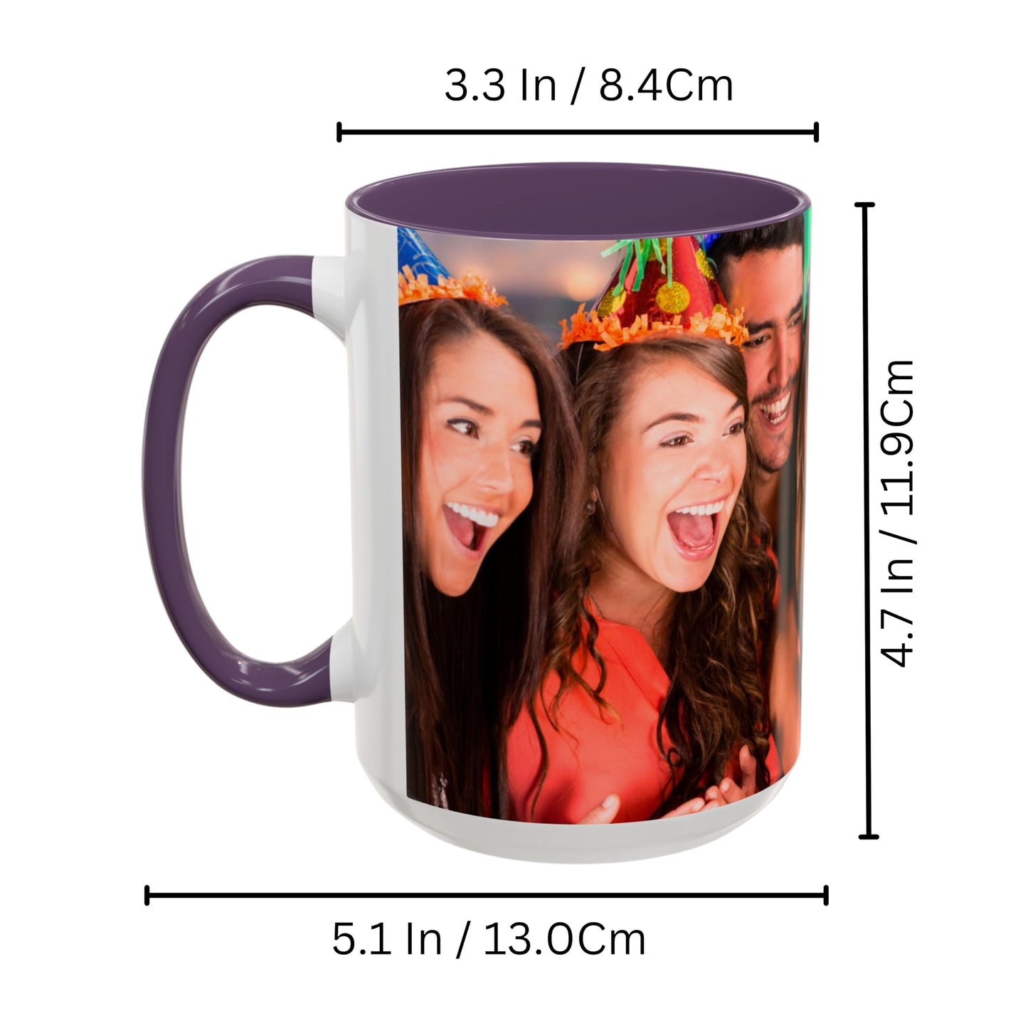 Custom Mug White/Purple 15oz, Personalized Gift with Photo, Text or Logo, Wrap Around Design