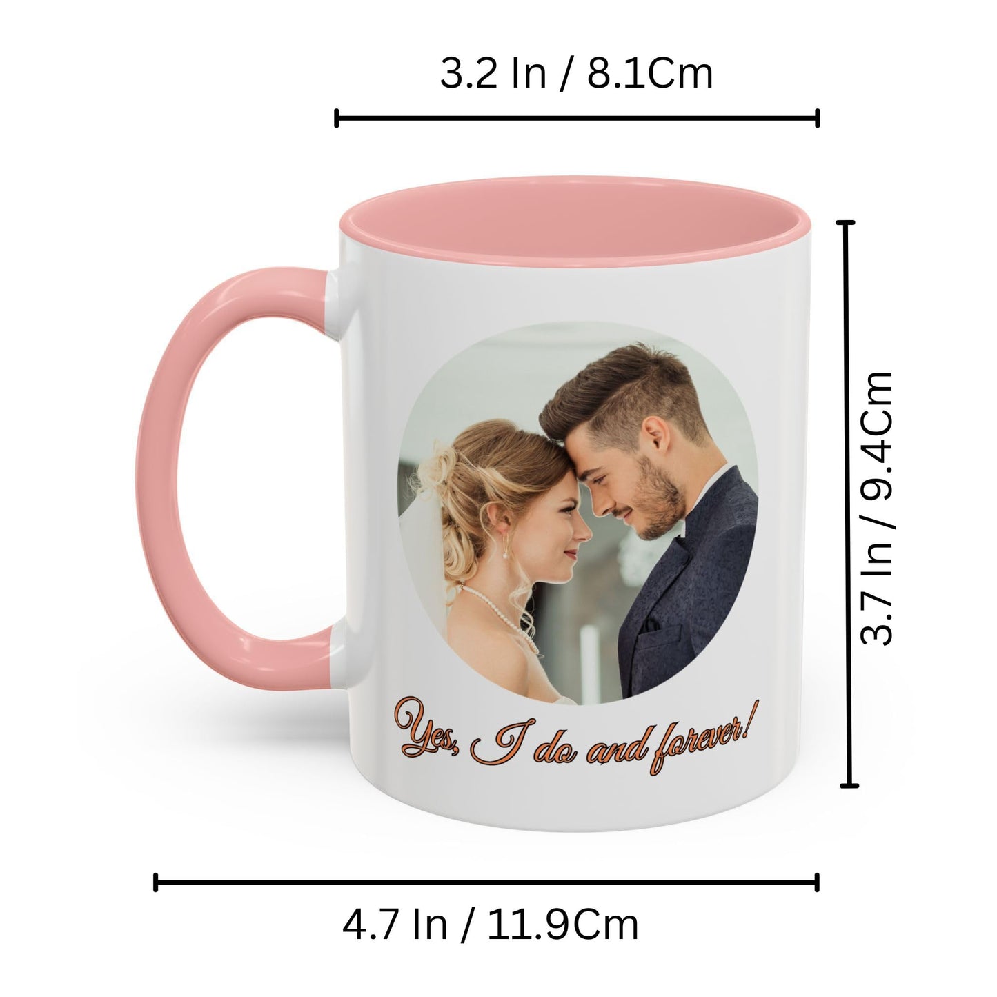 Custom Mug, 11oz White/Pink Circle Design Ceramic Coffee Mug, Personalized Gift with Photo, Text or Logo