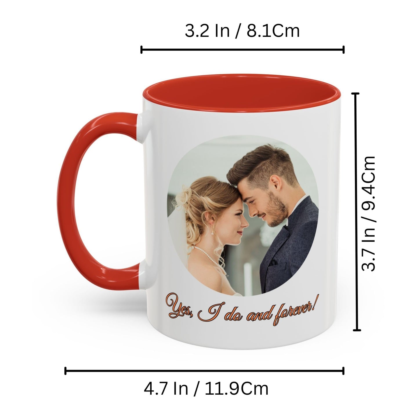 Custom Mug White/Red 11oz, Personalized Gift with Photo, Text or Logo, Cirle Design