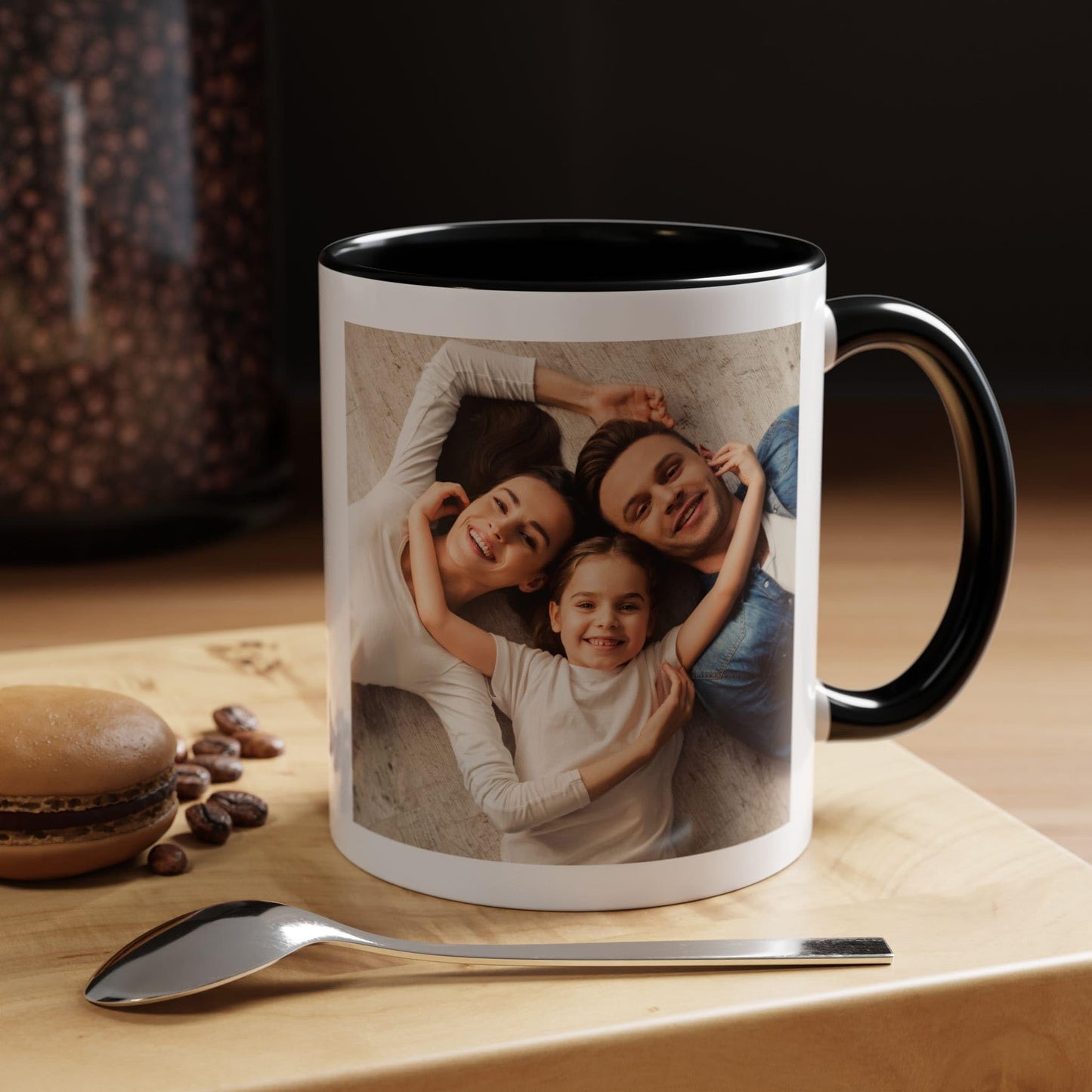 Custom Mug, 11oz White/Black Square Design Ceramic Coffee Mug, Personalized Gift with Photo, Text or Logo