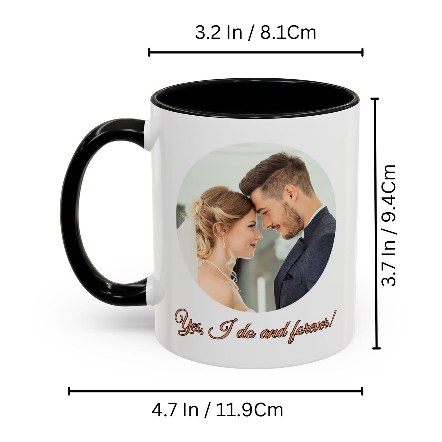 Custom Mug, 325ml White/Black Circle Design Ceramic Coffee Mug, Personalized Gift with Photo, Text or Logo