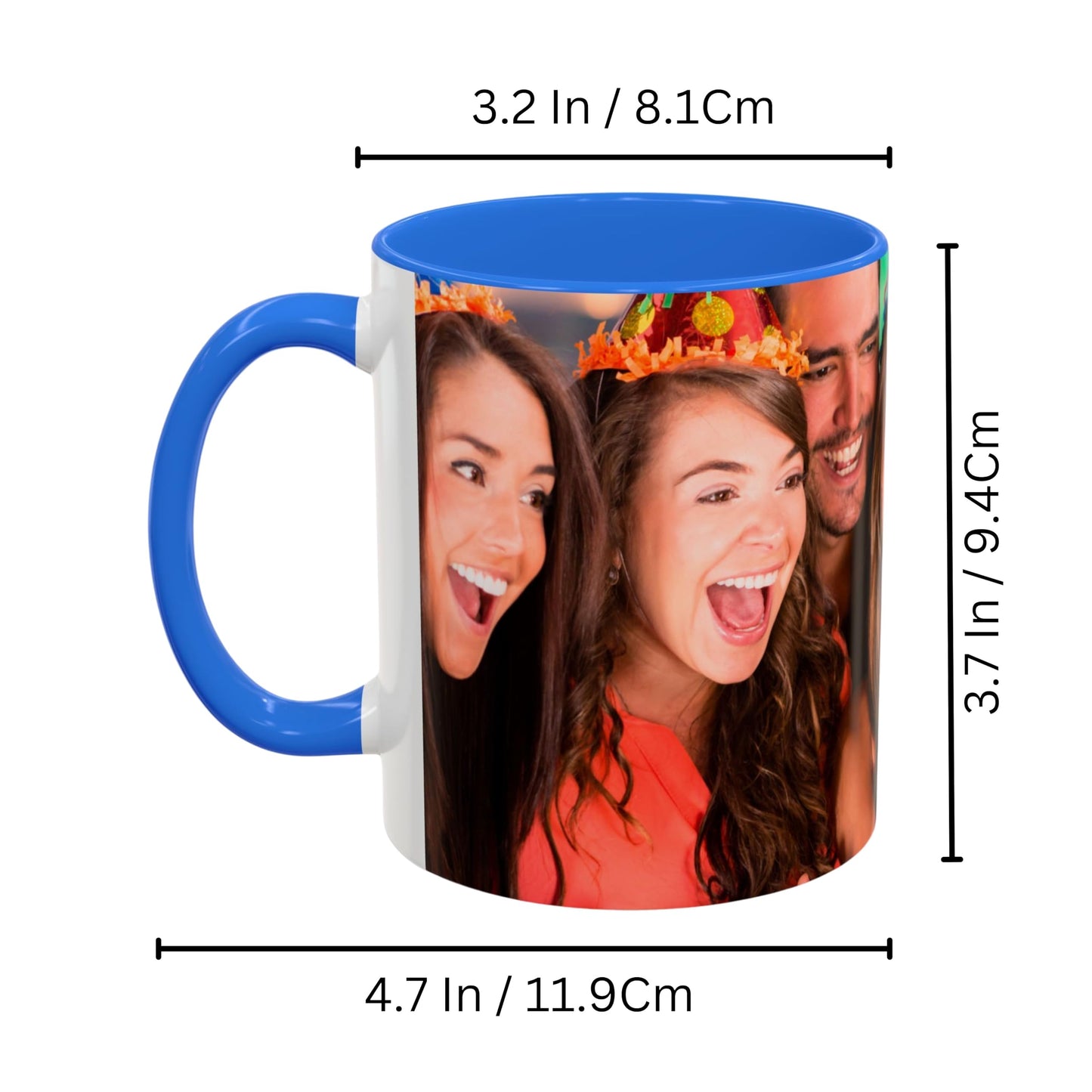 Custom Mug White/Cambridge Blue 11oz, Personalized Gift with Photo, Text or Logo, Wrap Around Design