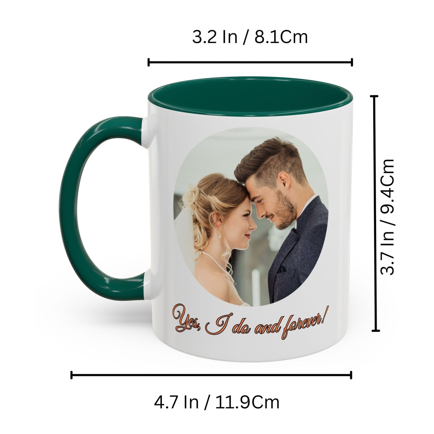Mug personnalisé, 325 ml, en céramique, design cercle blanc/vert, cadeau personnalisé avec photo, texte ou logo