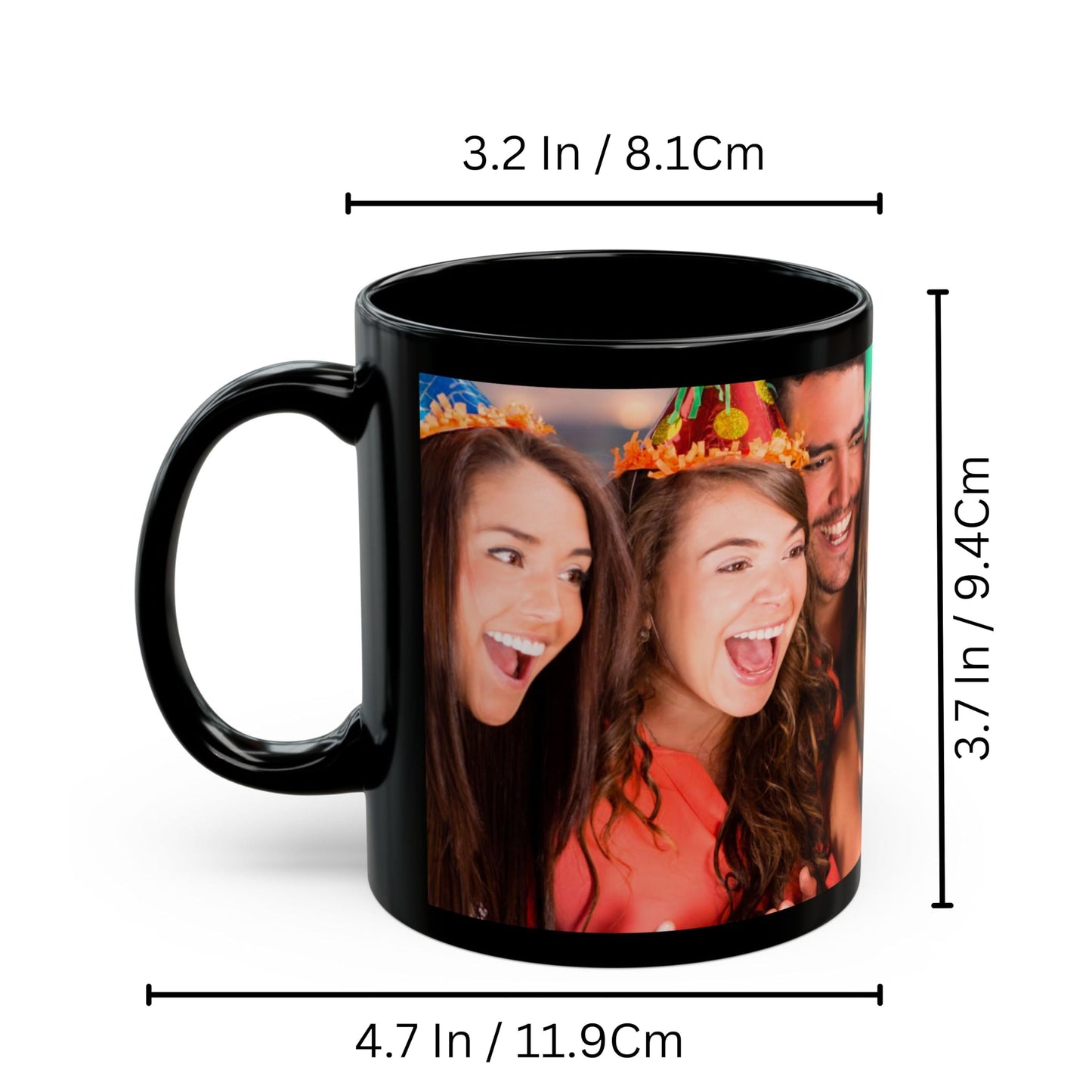 Benutzerdefinierte Tasse, 325ml Rundum-Design in Schwarz, Keramik-Kaffeetasse, personalisiertes Geschenk mit Foto, Text oder Logo
