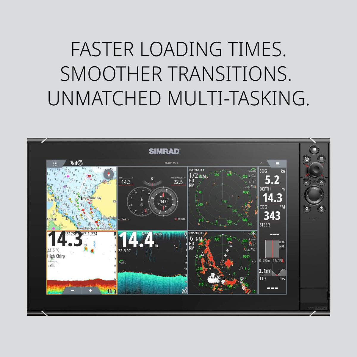 Simrad NSS12 Evo3S Chartplotter and Fishfinder with Preloaded C-MAP US Enhanced Charts, 12 Inch Display, Black, 000-15403-002