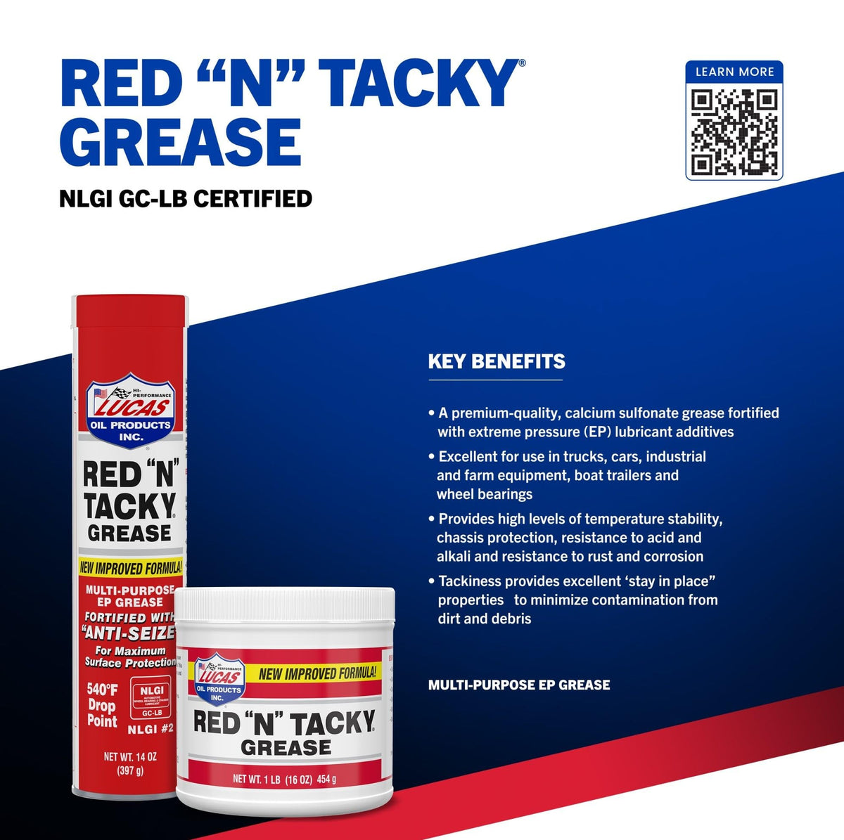 Lucas Oil 10005 Red "N" Tacky Grease - 14 oz Cartridge (Pack of 30)