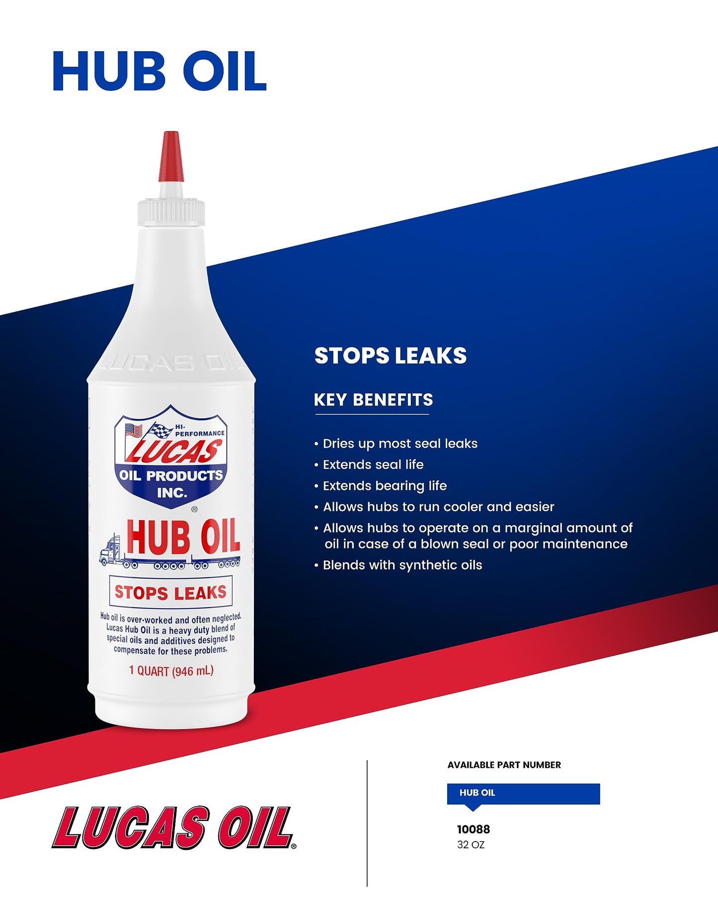 Lucas Oil 10088 Hub Oil - 32 Ounce (Pack of 12)