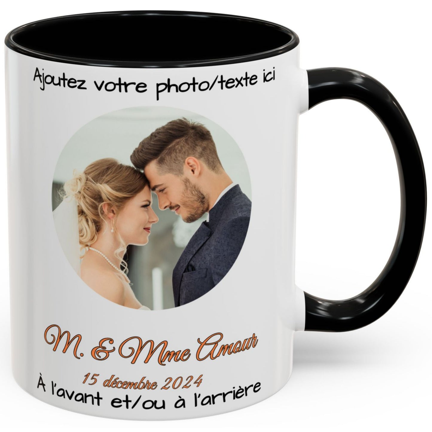 Individuelle Tasse, 325ml Keramik-Kaffeetasse mit weißem/schwarzem Kreisdesign, personalisiertes Geschenk mit Foto, Text oder Logo