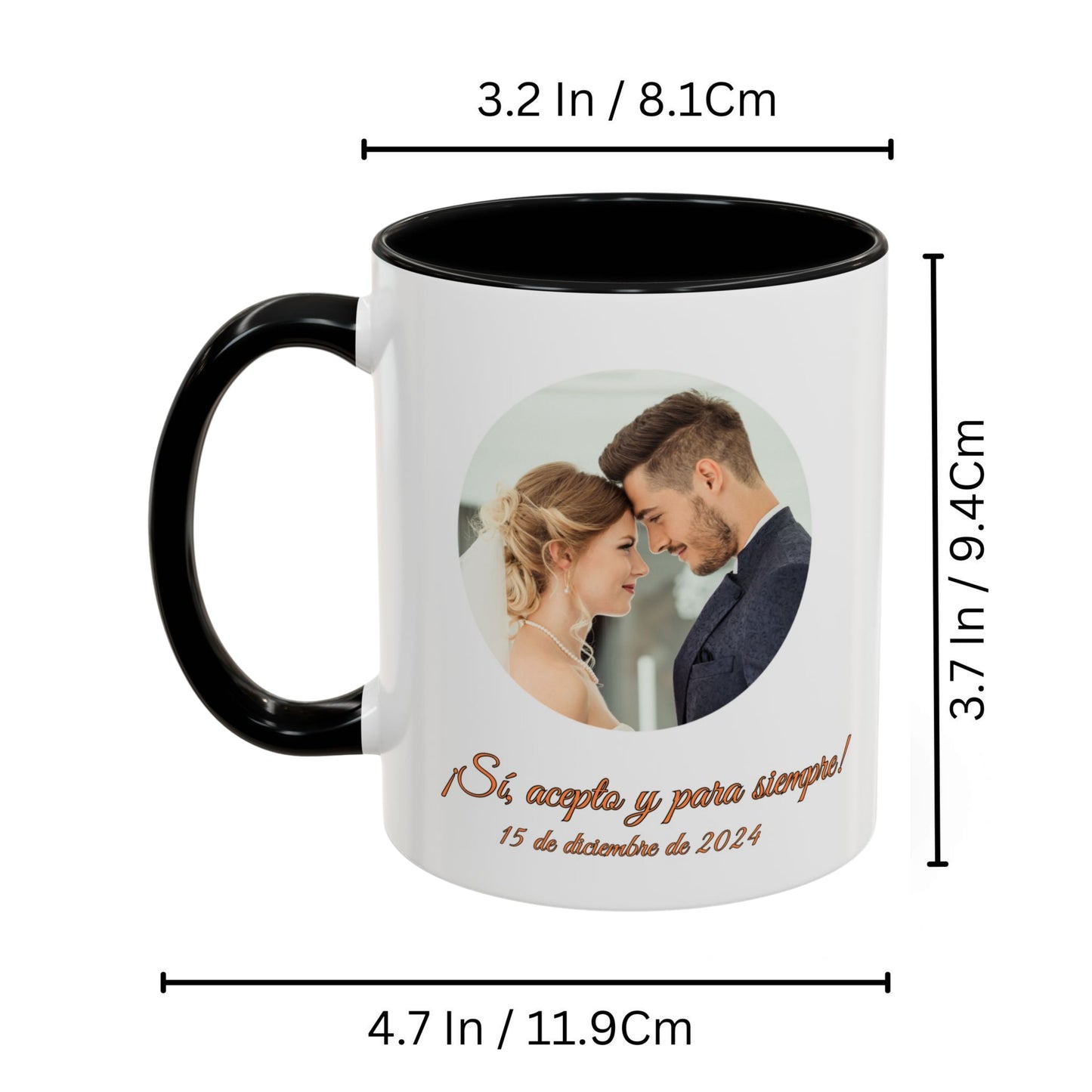 Custom Mug, 11oz White/Black Circle Design Ceramic Coffee Mug, Personalized Gift with Photo, Text or Logo