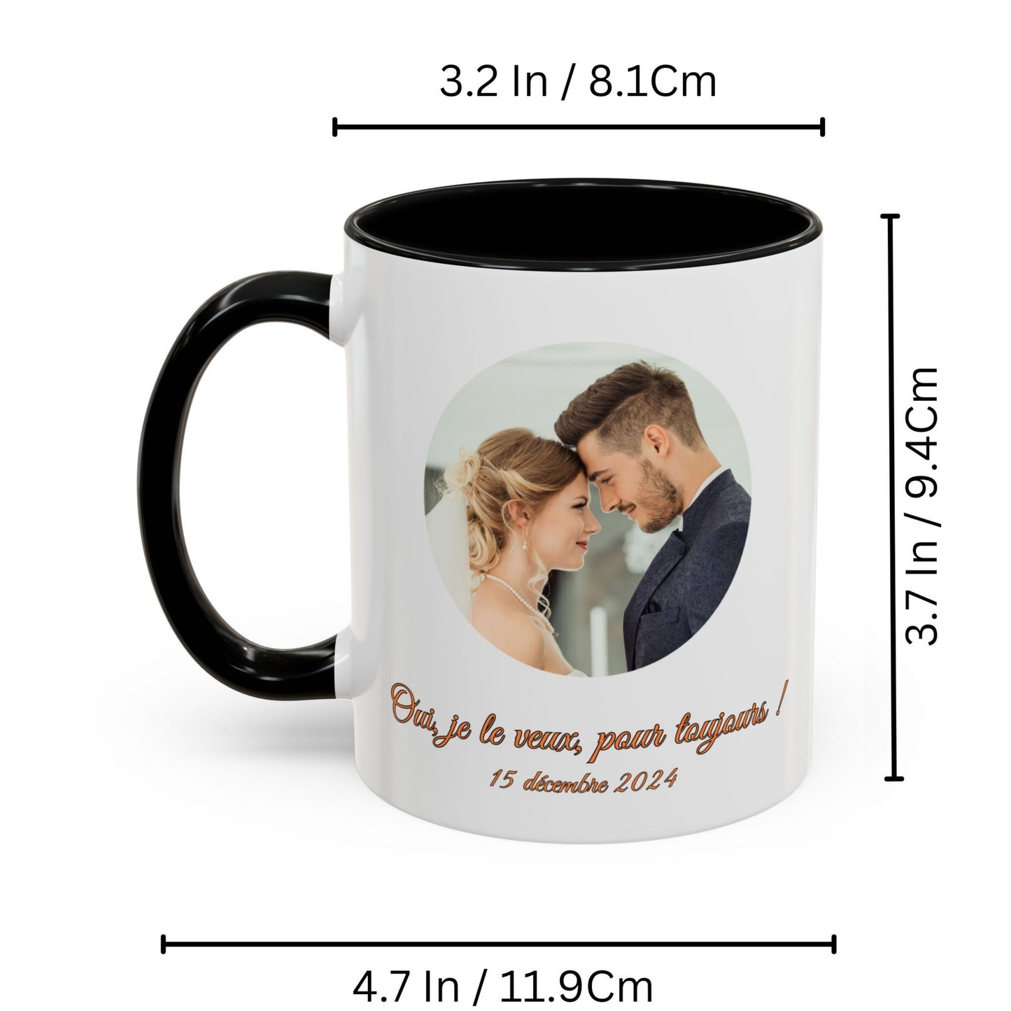 Individuelle Tasse, 325ml Keramik-Kaffeetasse mit weißem/schwarzem Kreisdesign, personalisiertes Geschenk mit Foto, Text oder Logo