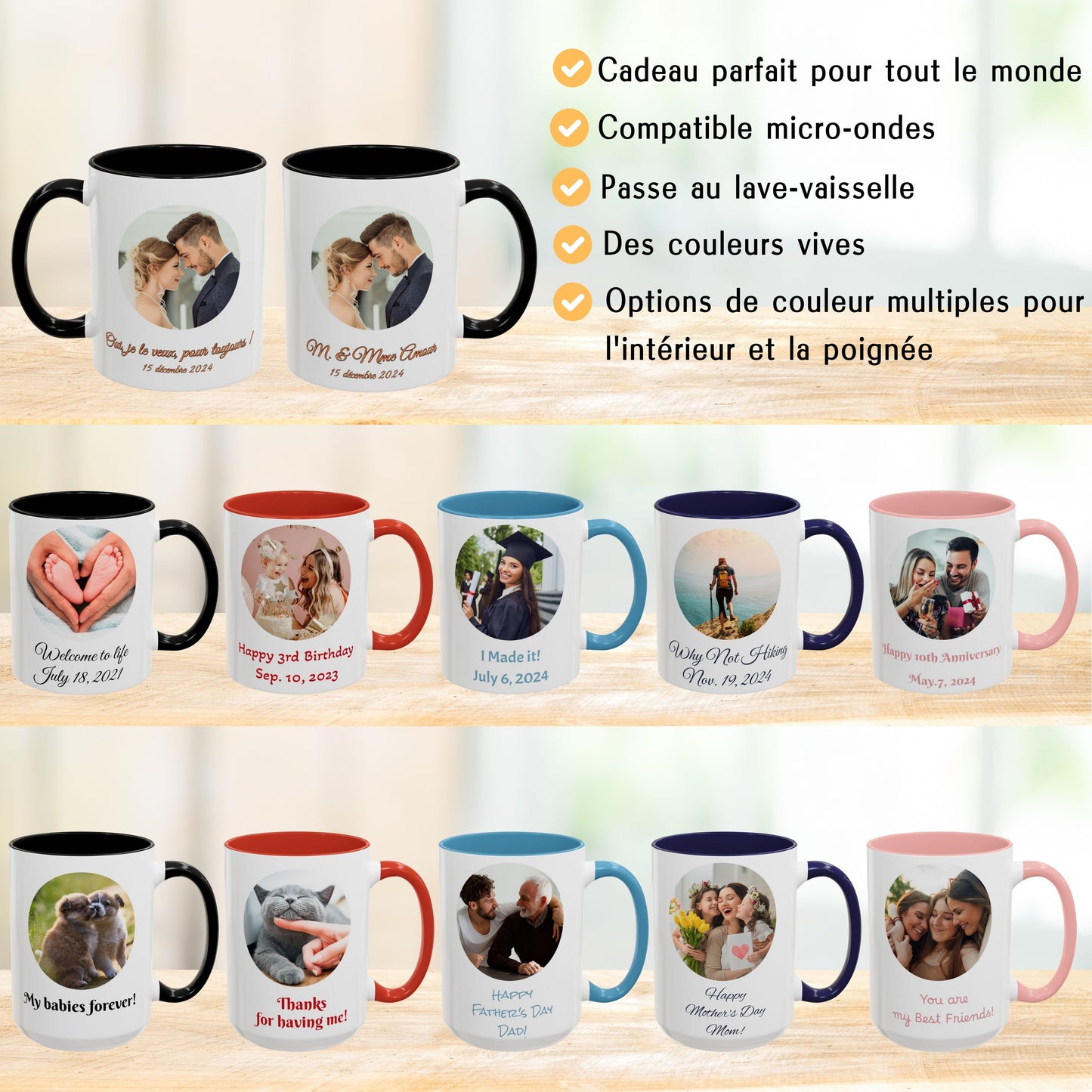 Individuelle Tasse, 325ml Keramik-Kaffeetasse mit weißem/schwarzem Kreisdesign, personalisiertes Geschenk mit Foto, Text oder Logo