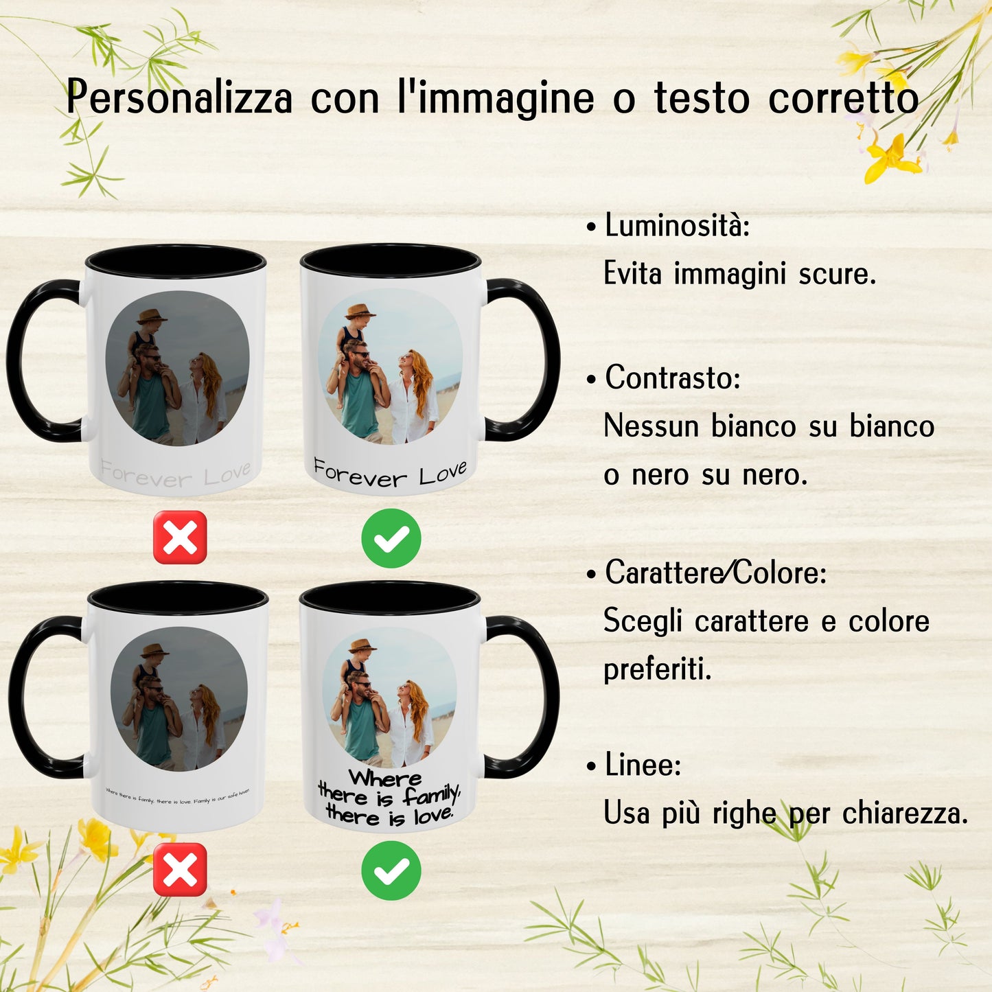 Mug personnalisé, 325 ml Blanc/noir Design circulaire Tasse à café en céramique, Cadeau personnalisé avec photo, texte ou logo