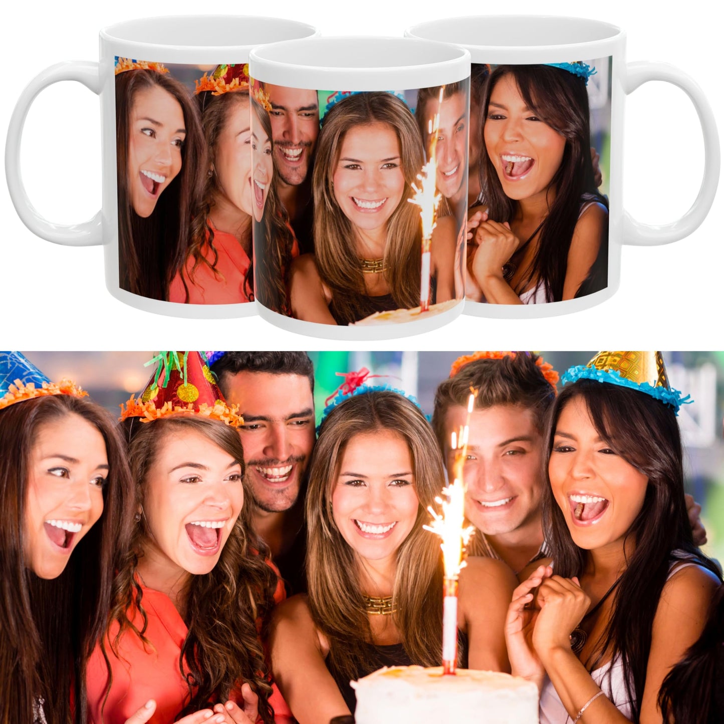 Custom Mug, 11oz All White Wrap Around Design Ceramic Coffee Mug, Personalized Gift with Photo, Text or Logo