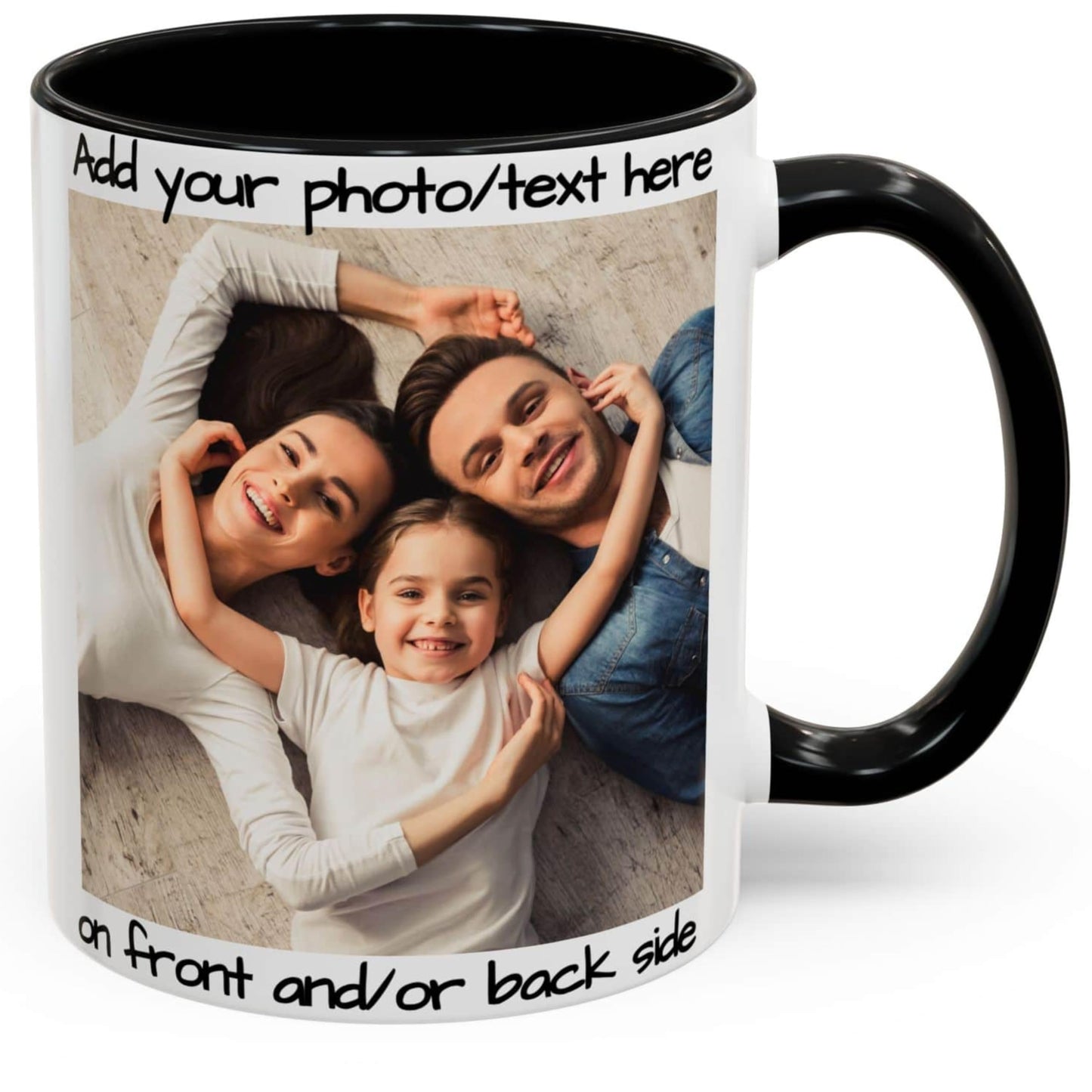 Custom Mug, 325ml White/Black Square Design Ceramic Coffee Mug, Personalized Gift with Photo, Text or Logo