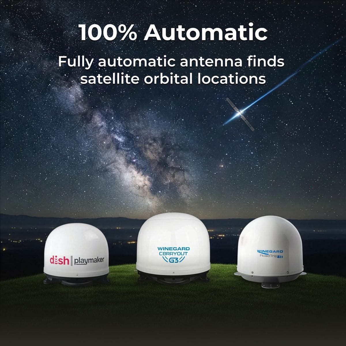 Winegard PL-8000 Dish Playmaker Dual - Automatic Satellite Antenna with Dual Receiver Support for PL-70LR - RV, Camping, Tailgating, Outdoor, TV Connectivity - High-Performance Outdoor - White