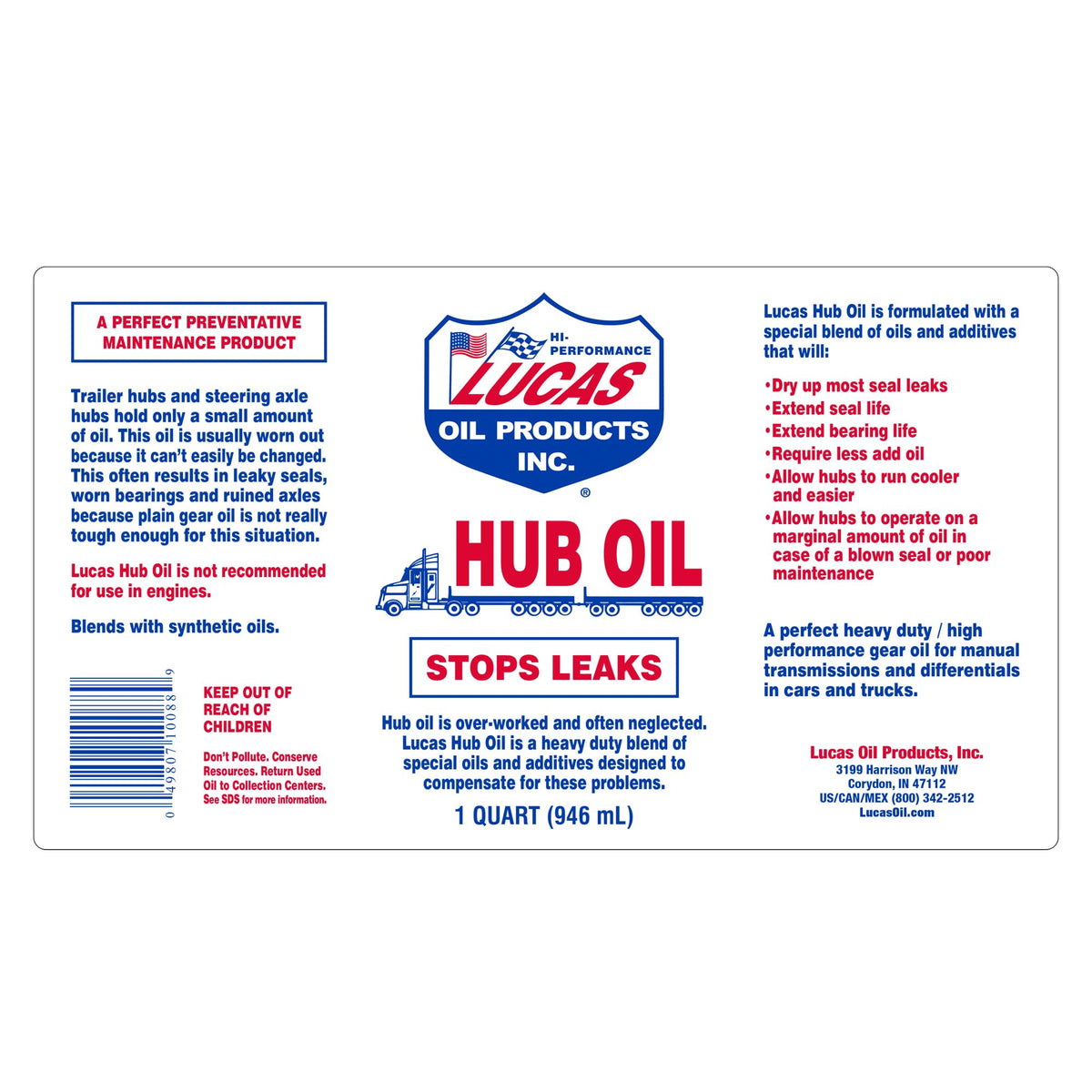 Lucas Oil 10088 Hub Oil - 32 Ounce (Pack of 12)