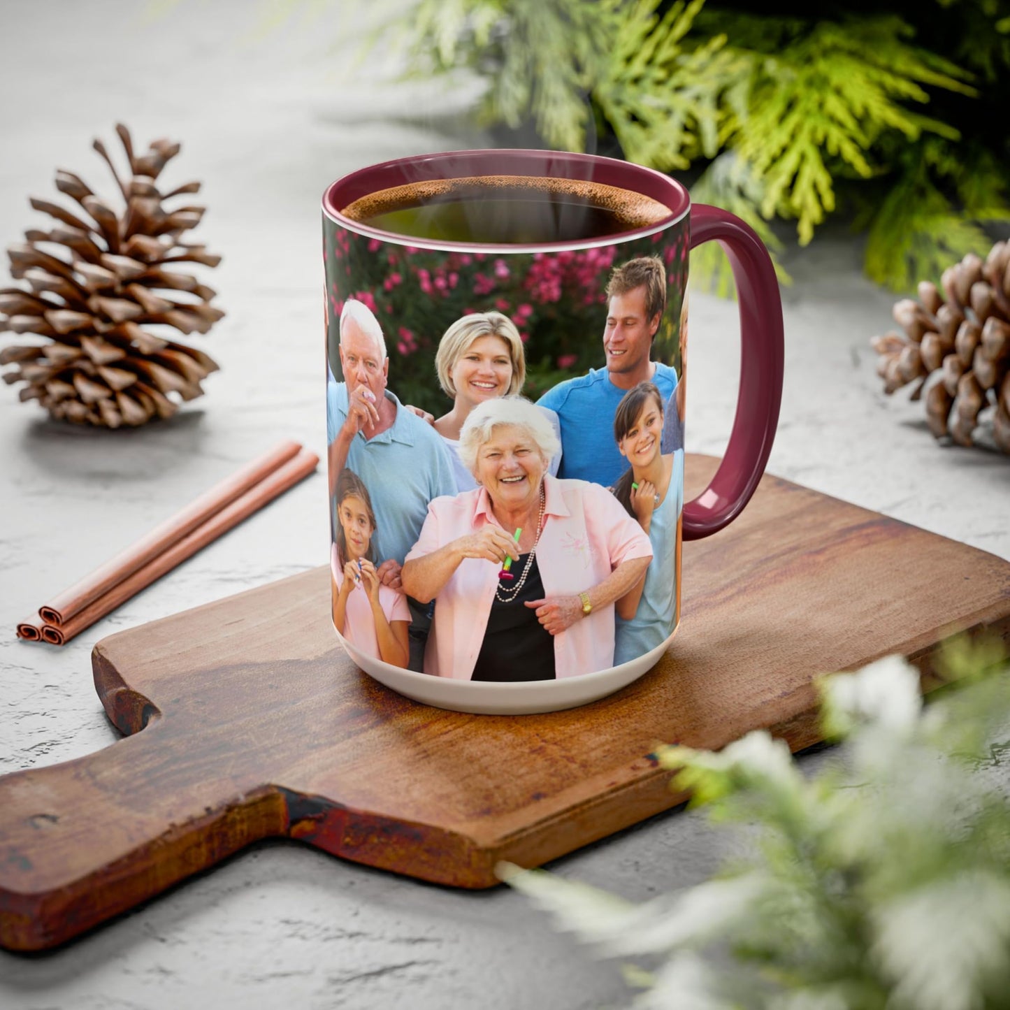 Mug personnalisé, mug en céramique blanc/marron de 44 cl avec motif enveloppant, cadeau personnalisé avec photo, texte ou logo