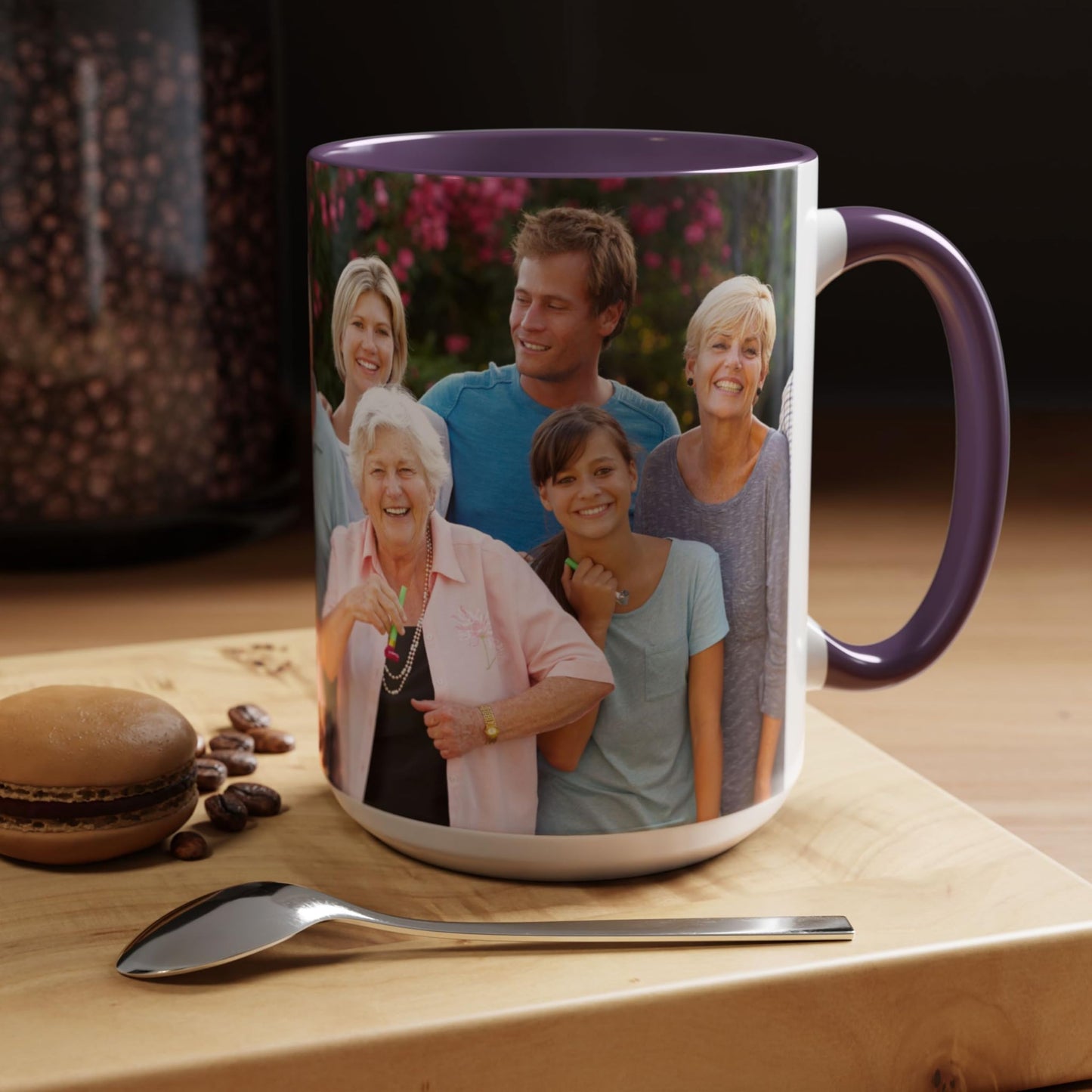 Custom Mug White/Purple 15oz, Personalized Gift with Photo, Text or Logo, Wrap Around Design