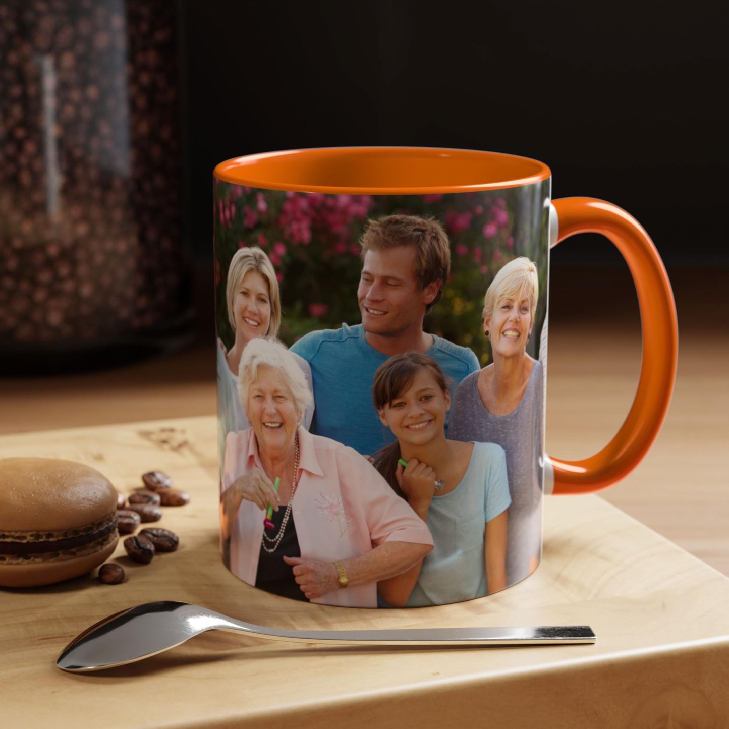Custom Mug White/Orange 11oz, Personalized Gift with Photo, Text or Logo, Wrap Around Design