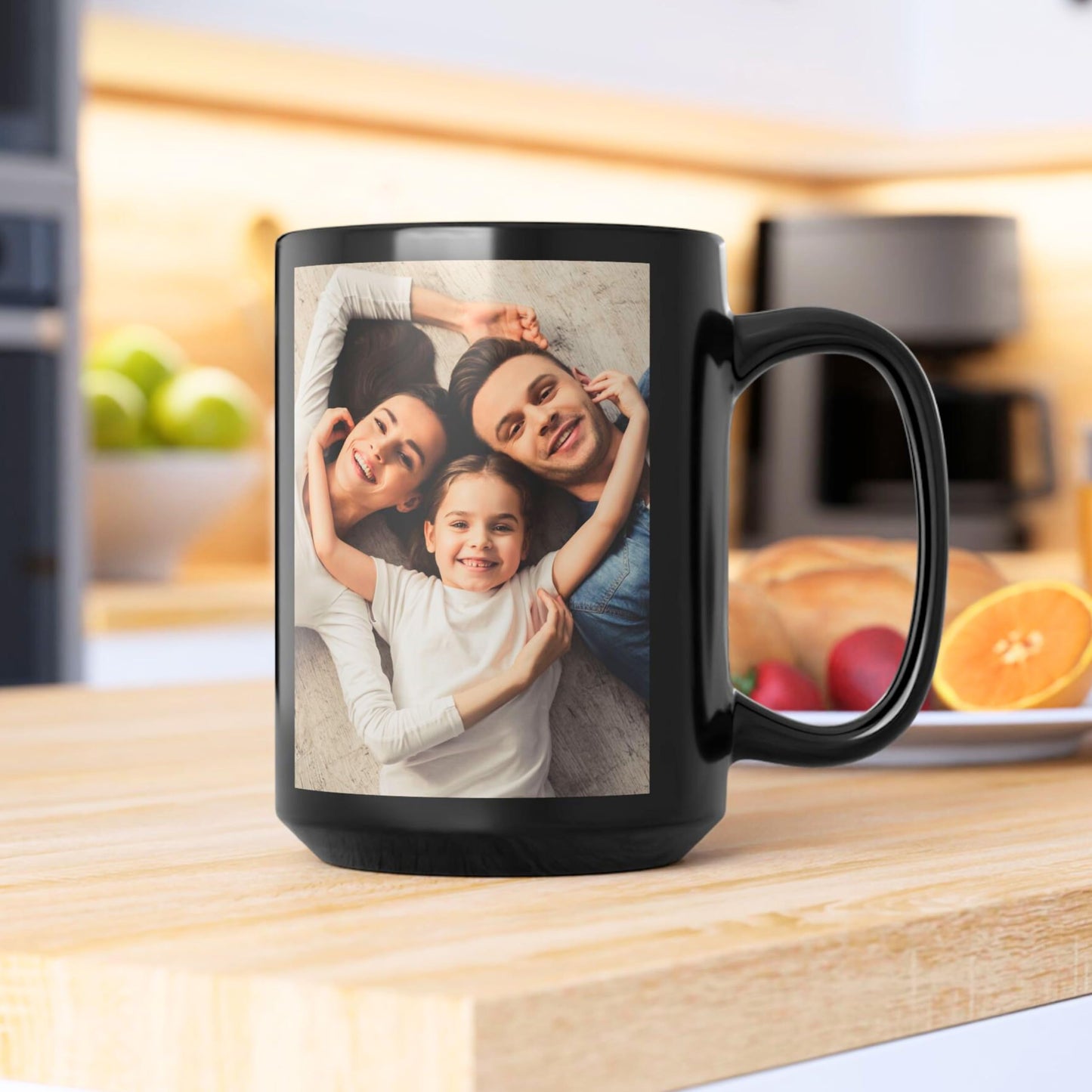 Custom Mug, 425ml All Black Square Design Ceramic Coffee Mug, Personalized Gift with Photo, Text or Logo