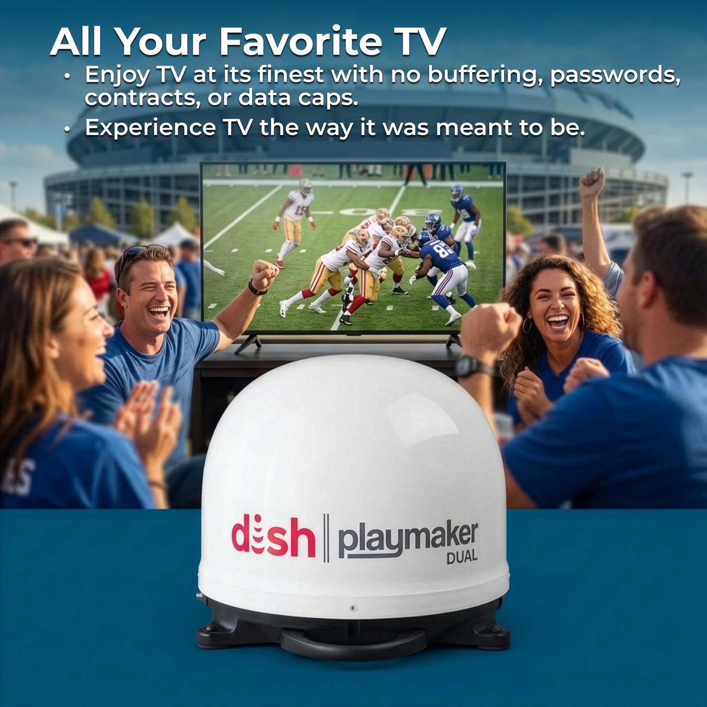 Winegard PL-8000 Dish Playmaker Dual - Automatic Satellite Antenna with Dual Receiver Support for PL-70LR - RV, Camping, Tailgating, Outdoor, TV Connectivity - High-Performance Outdoor - White