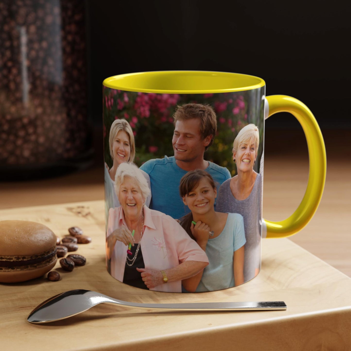 Custom Mug, 11oz White/Yellow Wrap Around Design Ceramic Coffee Mug, Personalized Gift with Photo, Text or Logo